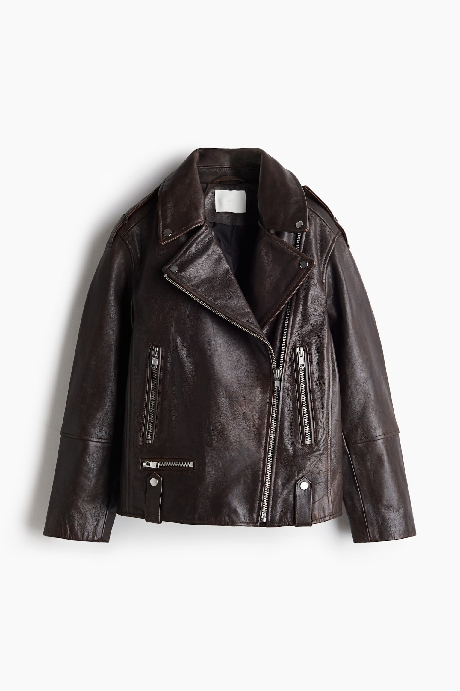 Leather biker jacket - Dark brown/Dark brown/Black - 2