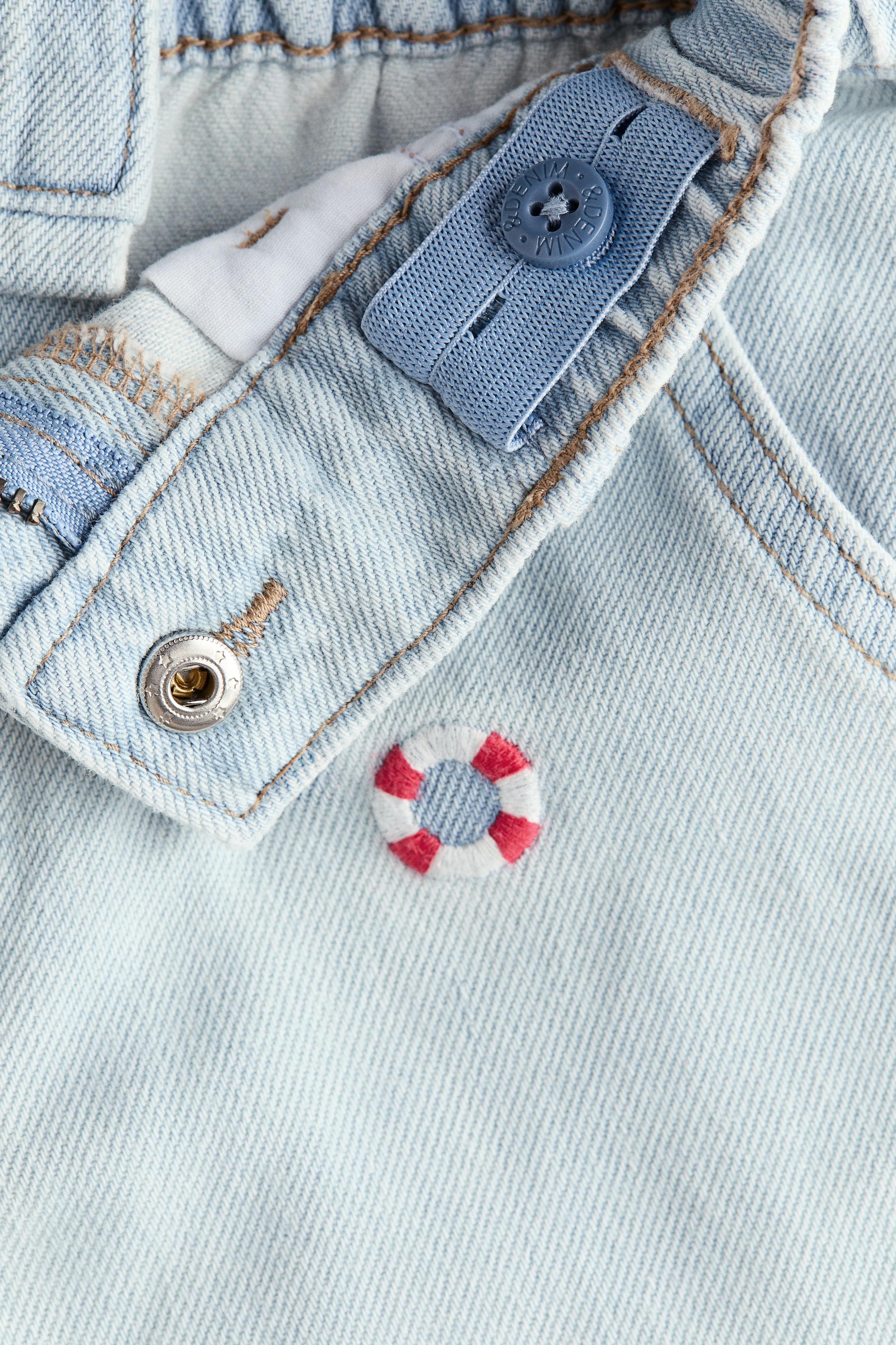 Embroidered-Detail Denim Shorts