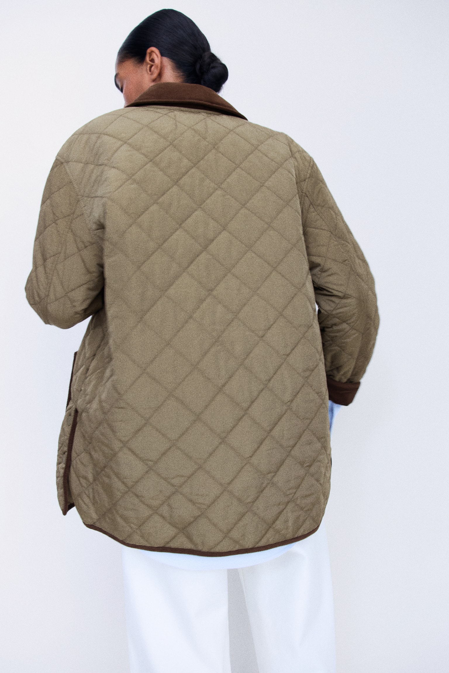 Женская куртка H&M Mama Before & After Quilted Babywearing, цвет: Хаки зелёный / Коричневый — фото 5