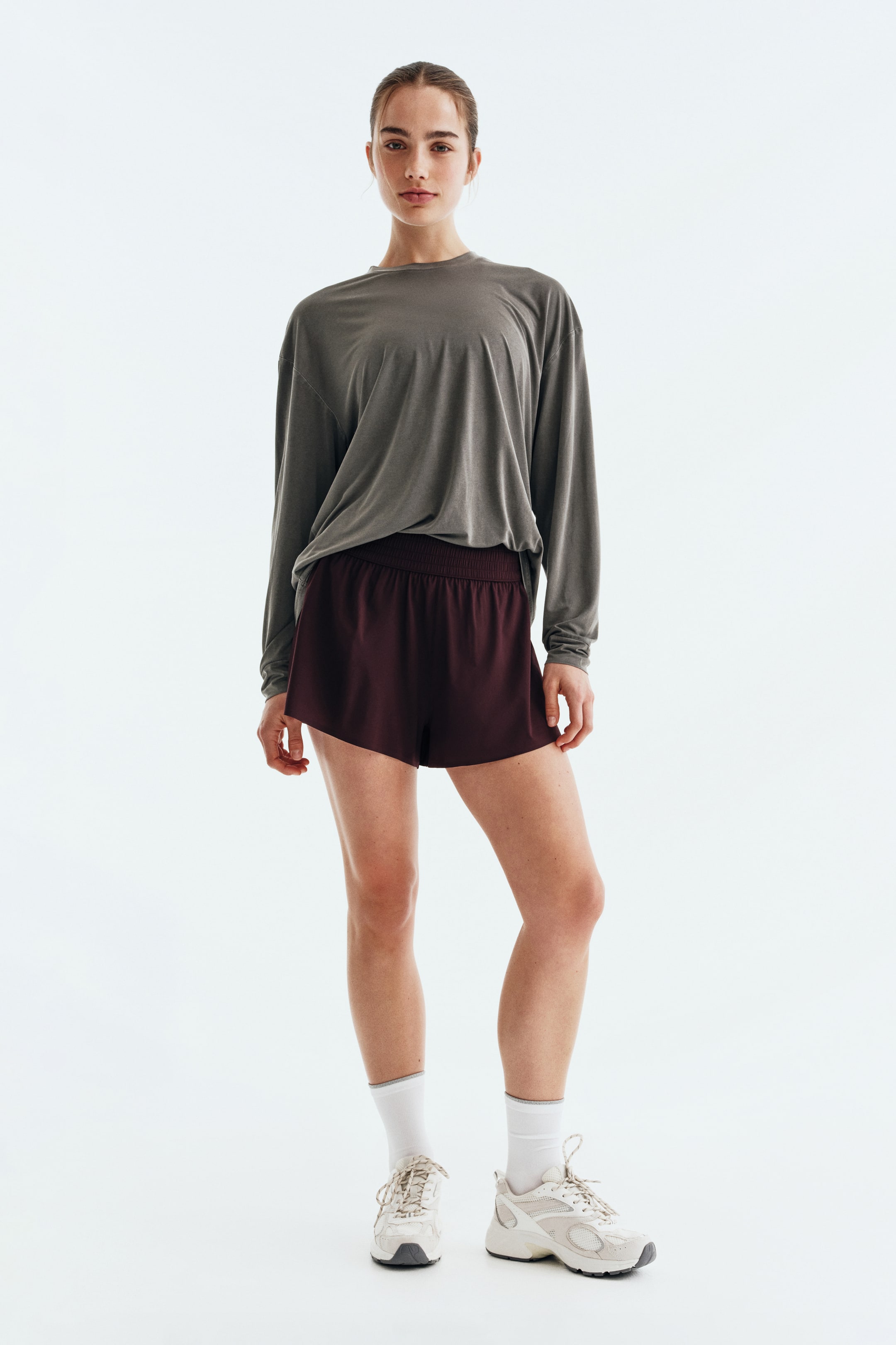 Layered Sports Shorts with Pocket