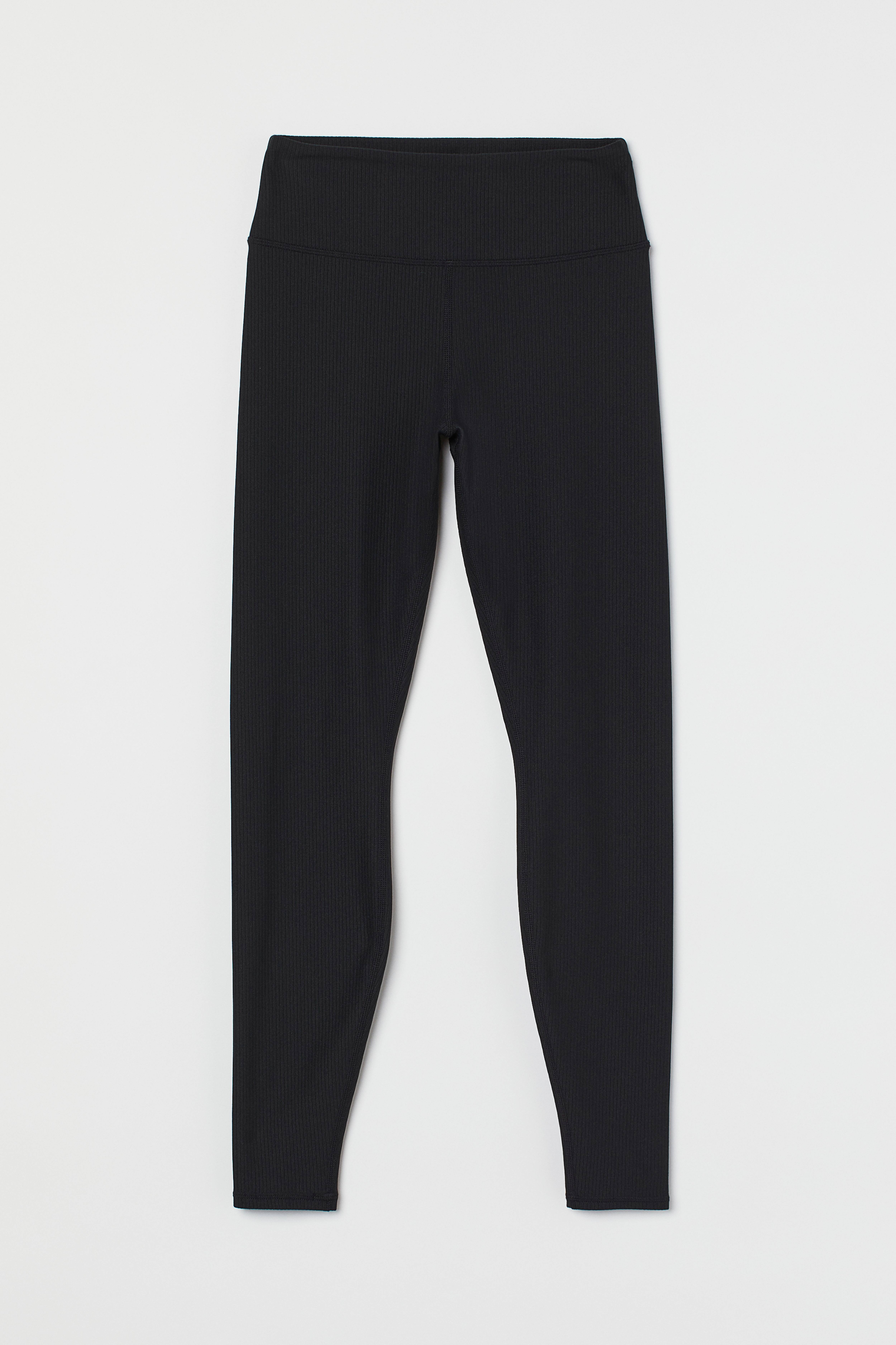 Ribbed Sports Leggings Black Ladies H M US