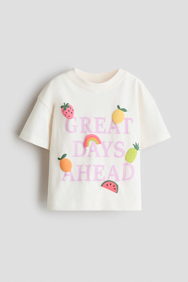 Printed T-shirt - Cream/Great Days Ahead/White/Cherries/White/Spotted/Light pink/Paris/Cream/Fruits/Light pink/Hawaii/White/Hello Summer - 1