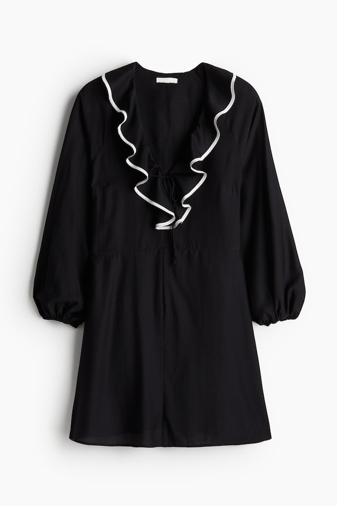 Flounce-trimmed dress - Black - 1