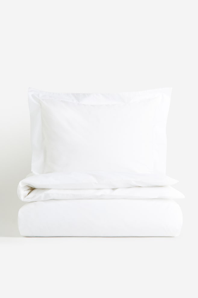 Single cotton percale duvet cover set - White/Light pink/Light mole/Light mole/Light dusty blue/Brown/Beige - 1