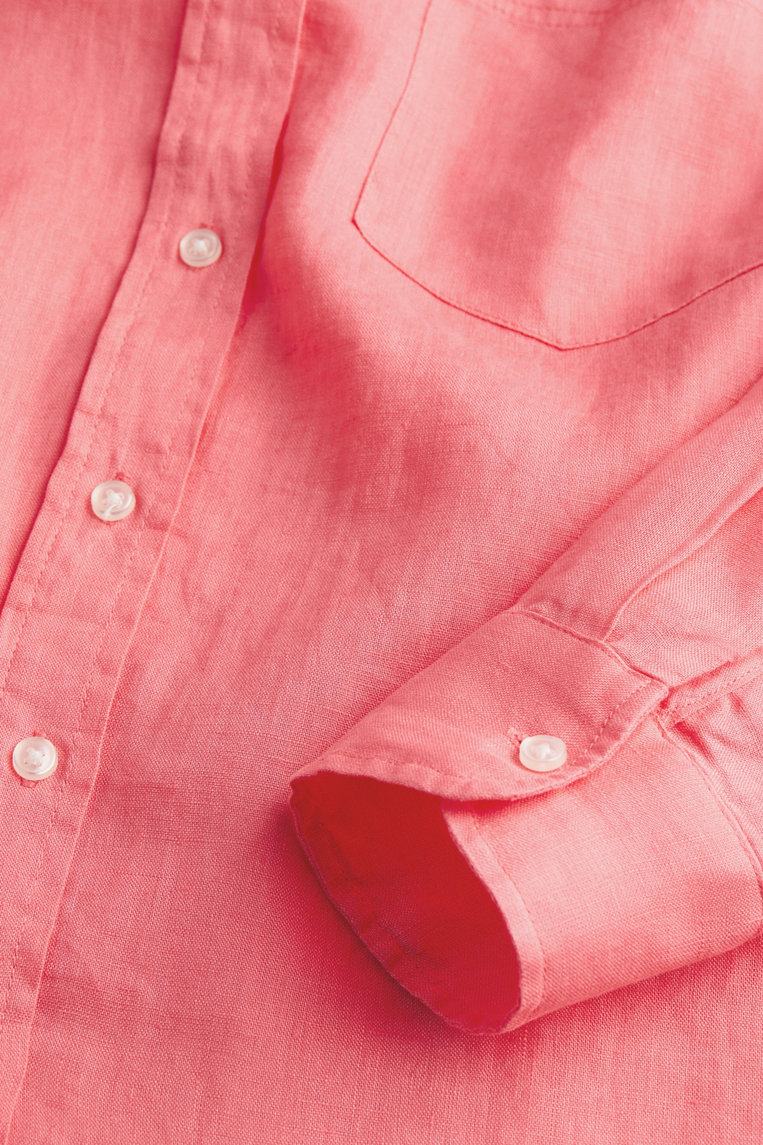 Linen Shirt - Coral pink/Light beige marle - 2