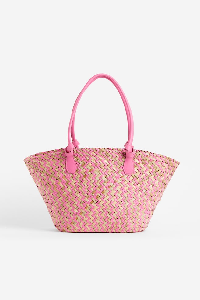 Straw shopper - Bright pink/Patterned/Yellow - 1
