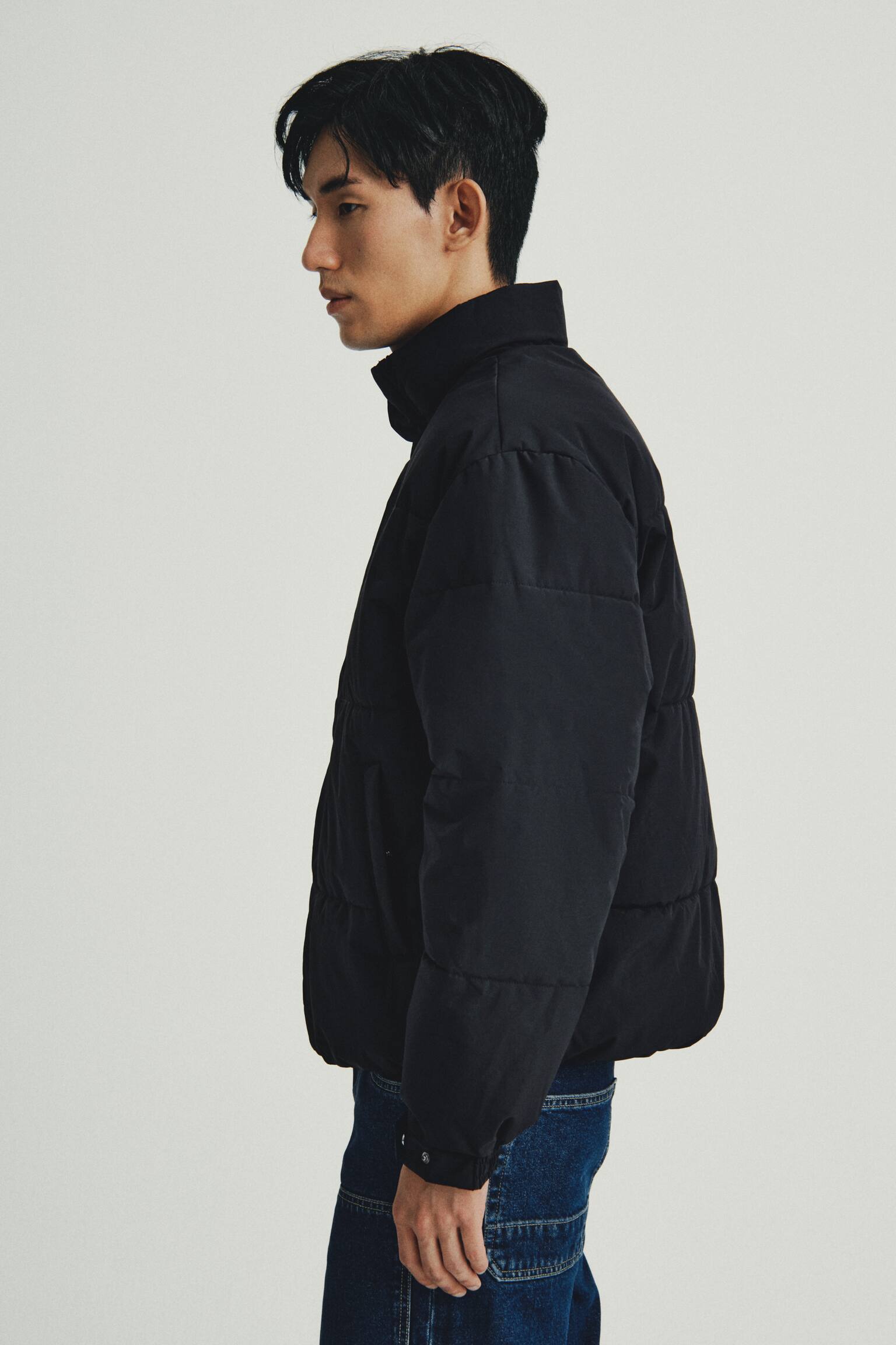 발수 코팅 퍼프 재킷 - 블랙/다크 카키 그린 - 10