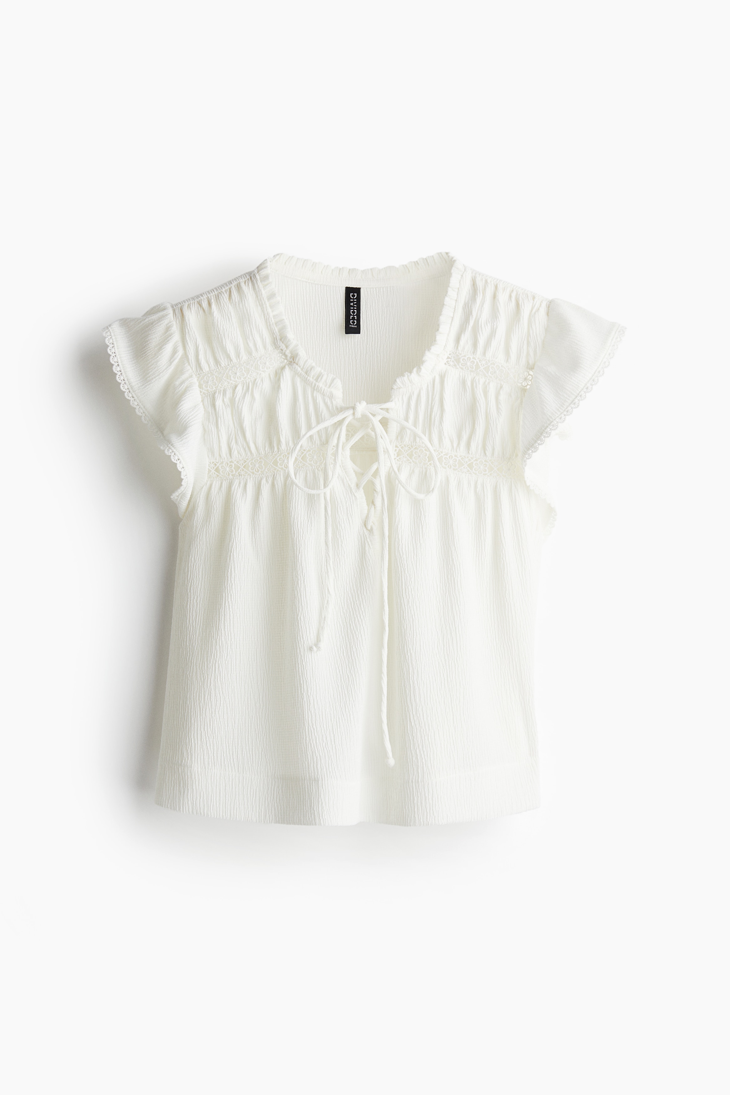 Lacing-detail crinkled top