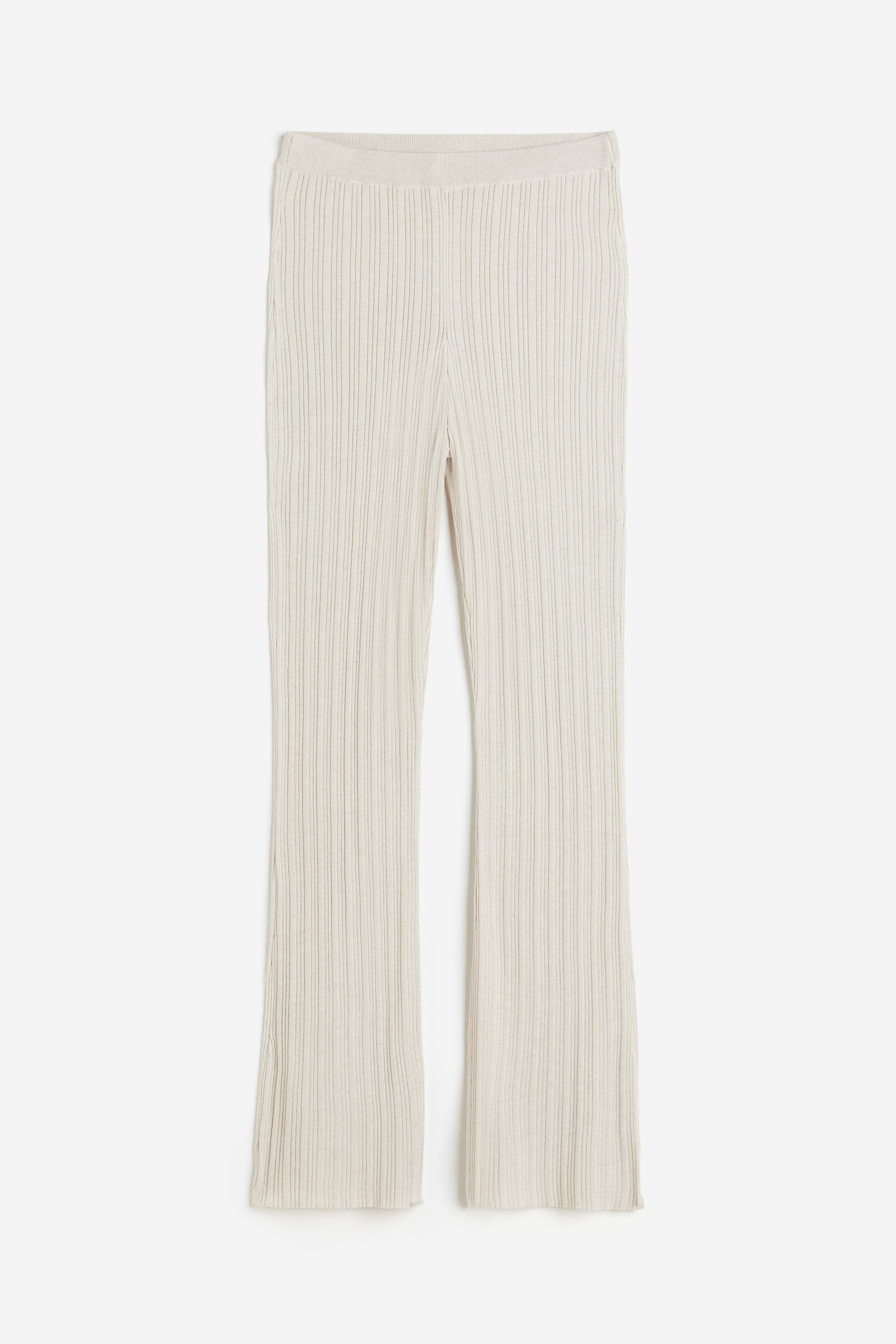 Rib knit flared trousers Beige Ladies H M CA