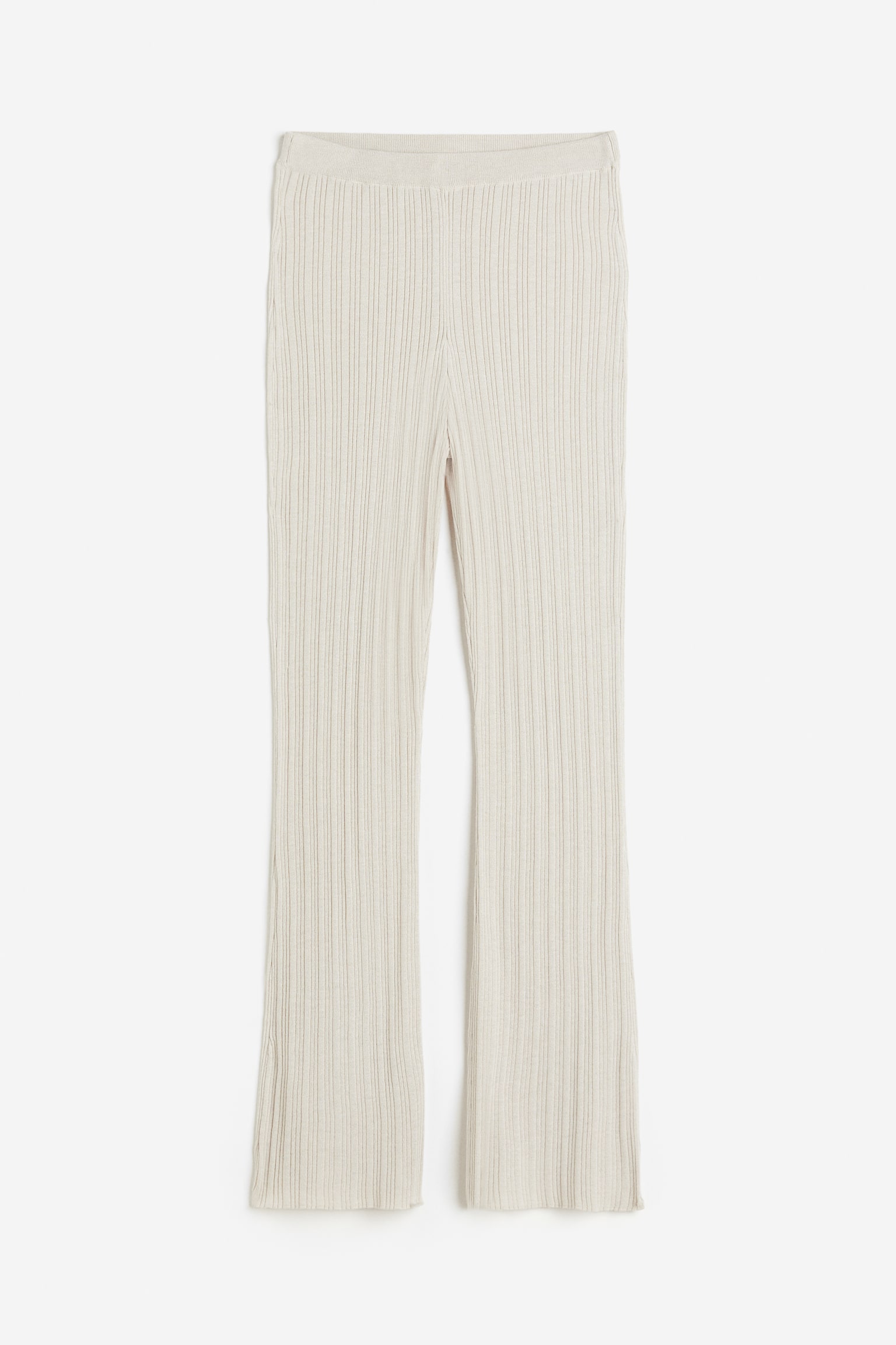 Rib-knit flared trousers - ベージュ - 1