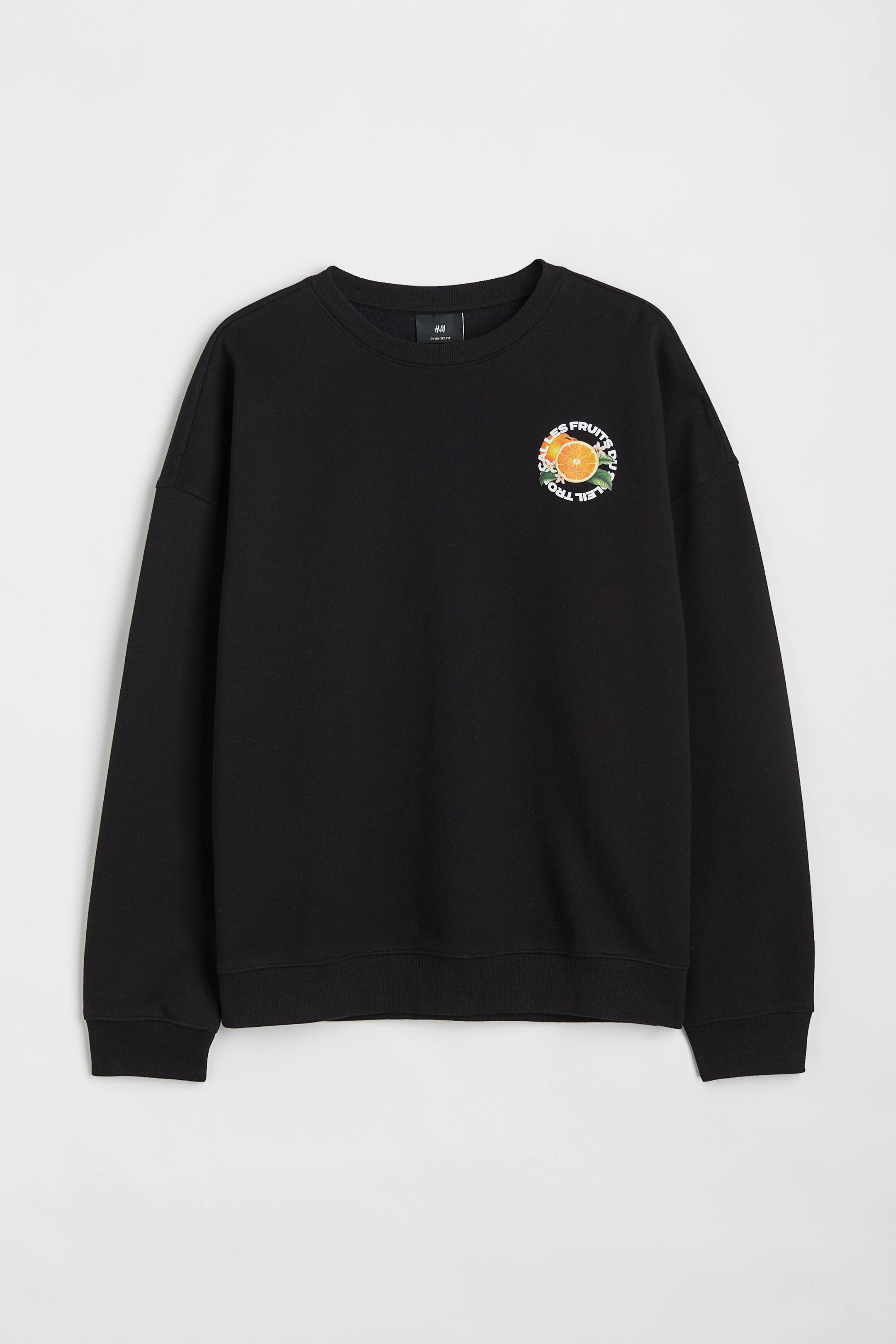 View larger image: Oversized printed sweatshirt - Black/Orange - Men | H&M 1
