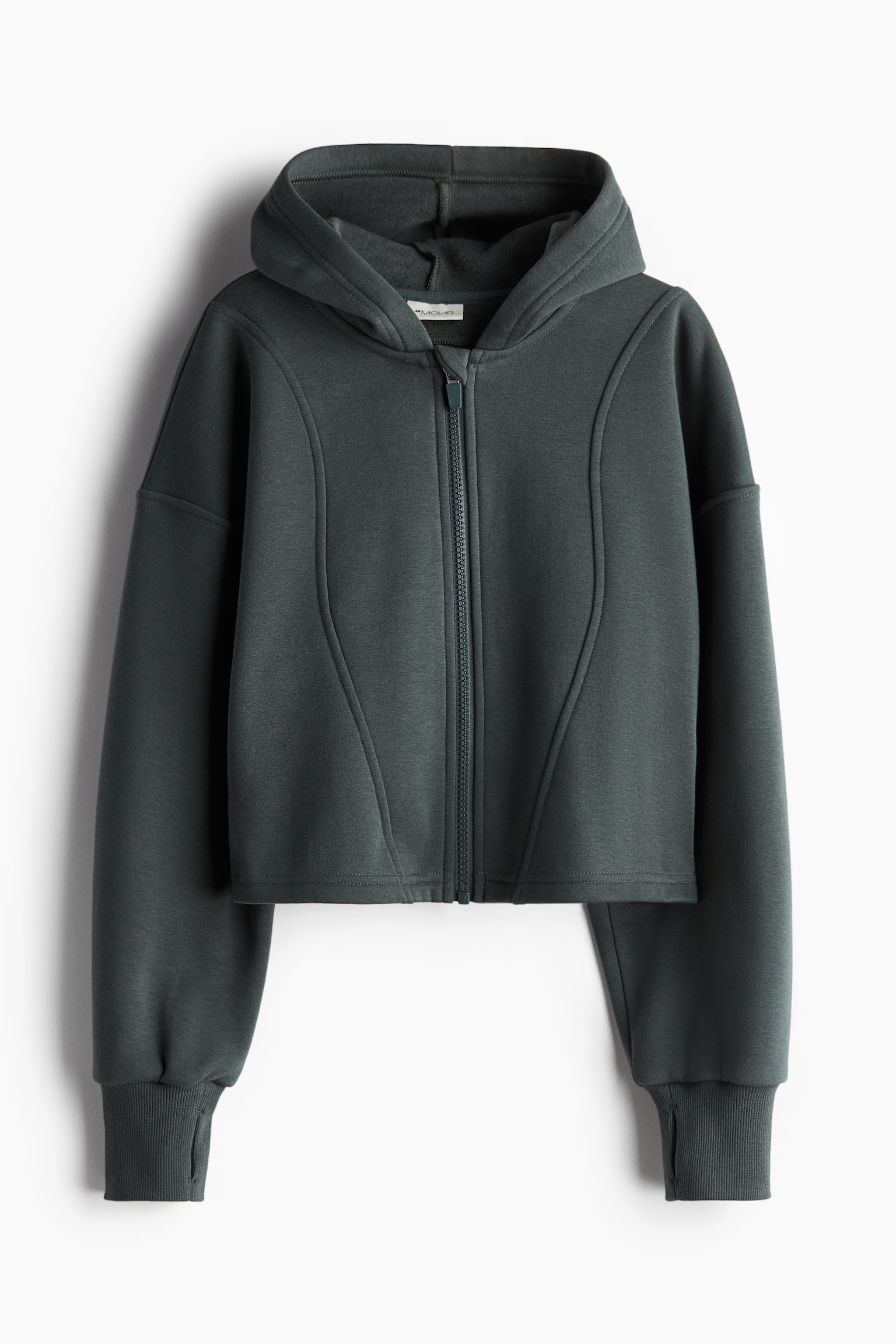 Short zip-through sports hoodie - Dark green - 1