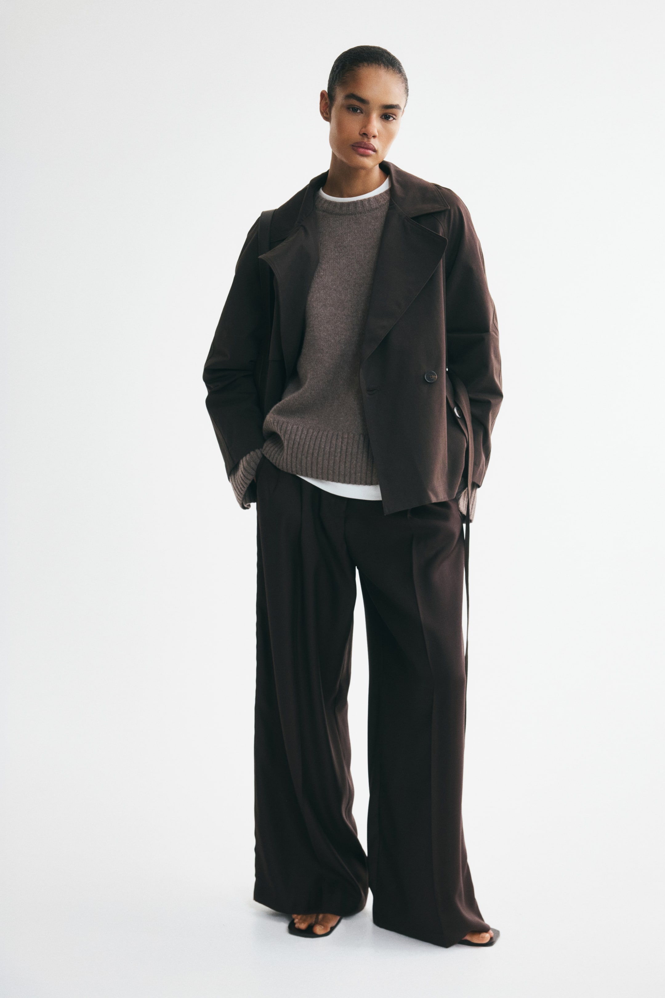 Short Tie-Belt Trench Coat