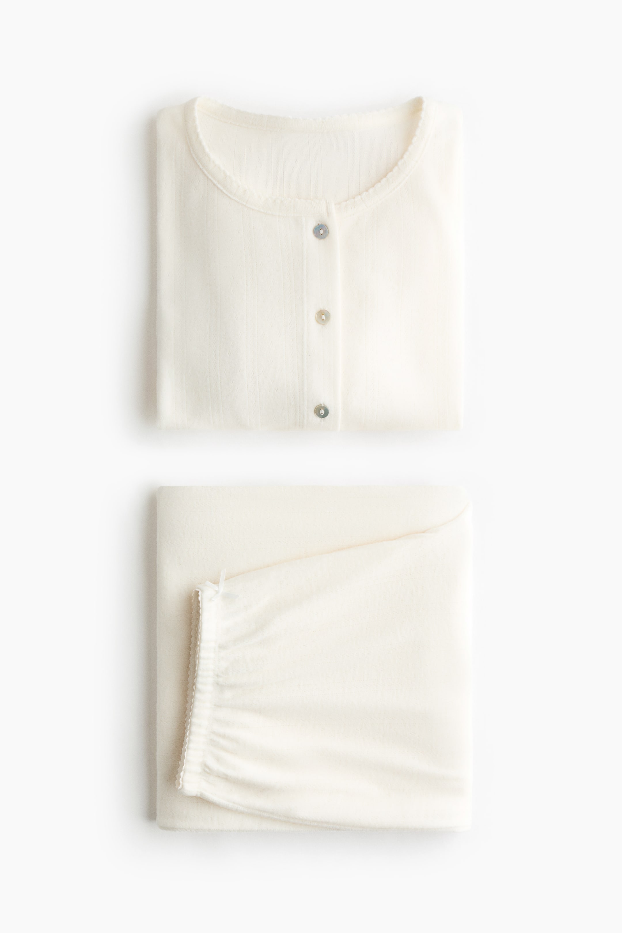 Büyük resmi görüntüle: Delik Desenli Jarse Pijama Takımı - Krem - KADIN | H&M TR 7