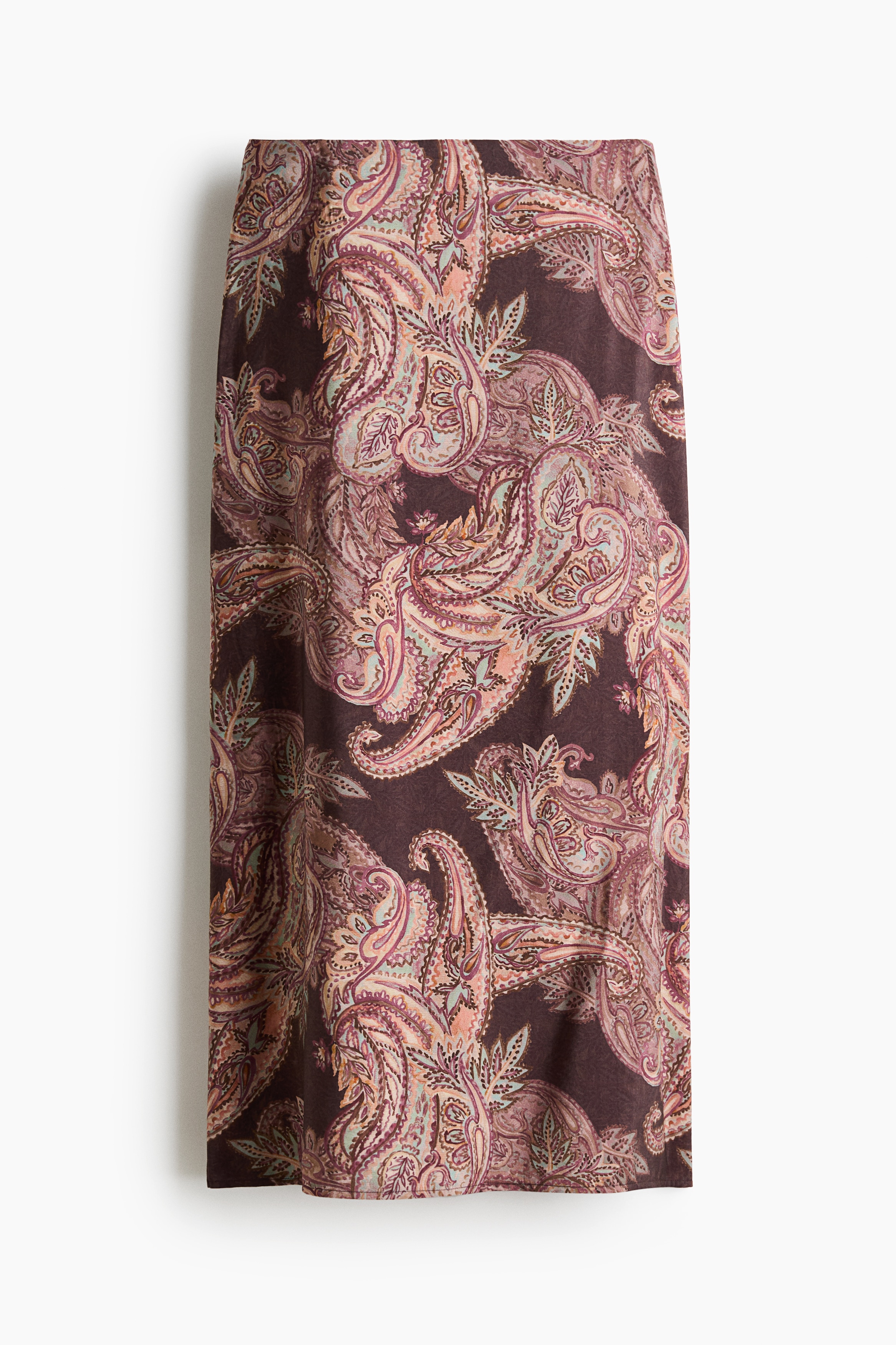 Viscose-blend midi skirt - Dark purple/Paisley pattern