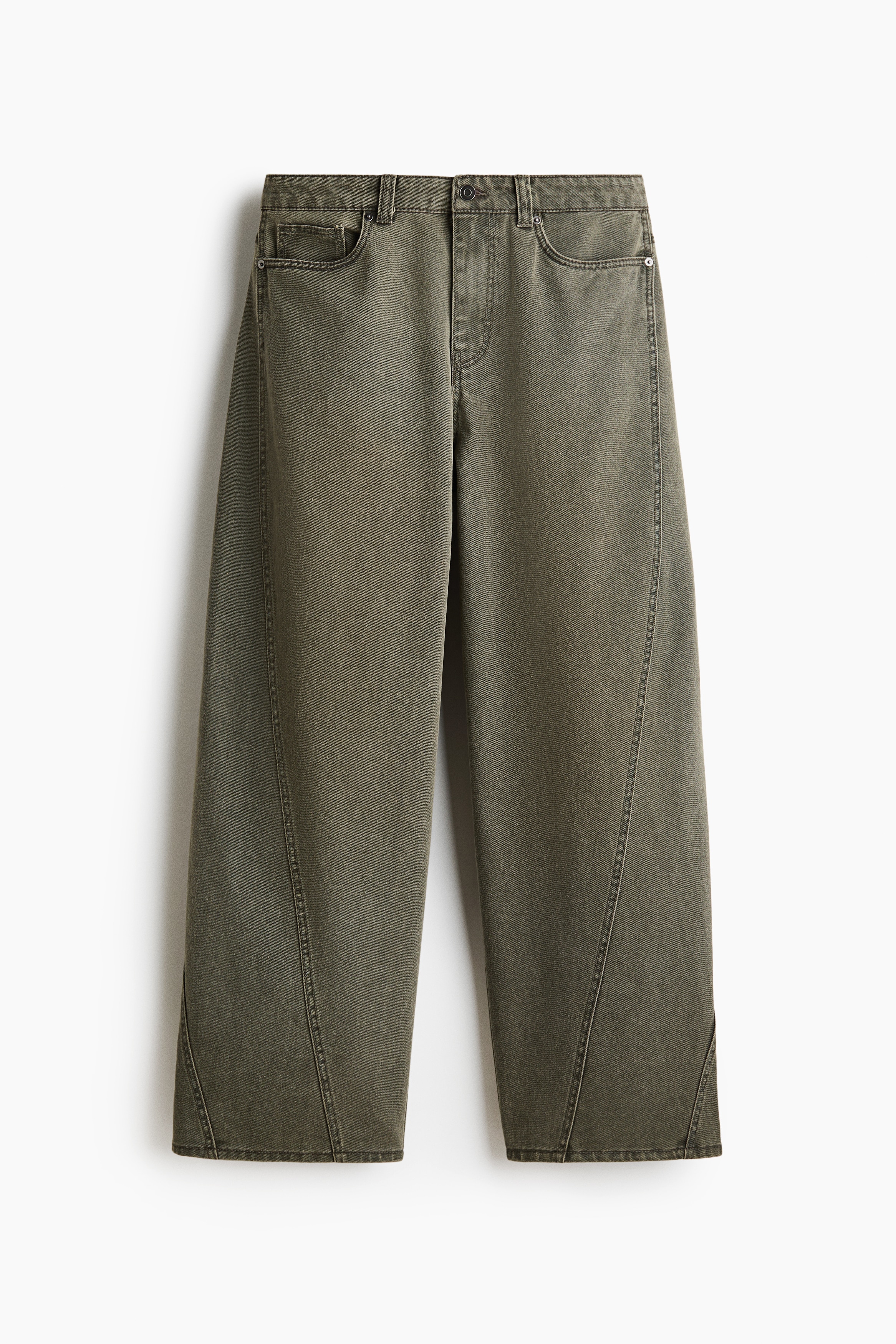 Vaquero de corte holgado con costuras giradas - Verde denim/Marrón oscuro