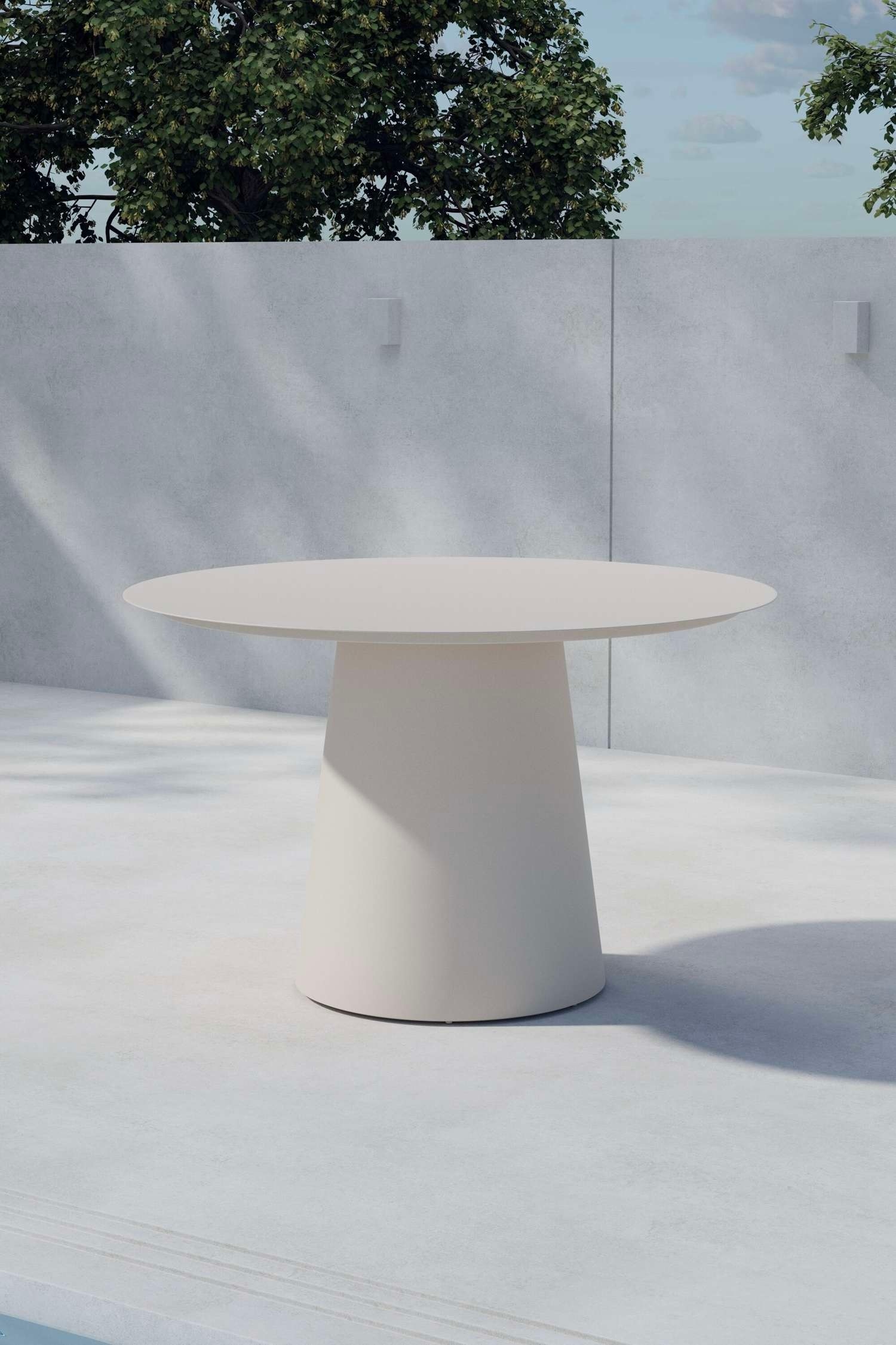 Lanzo Ronde Eettafel - Aluminium, Beige/Aluminium, Zwart
