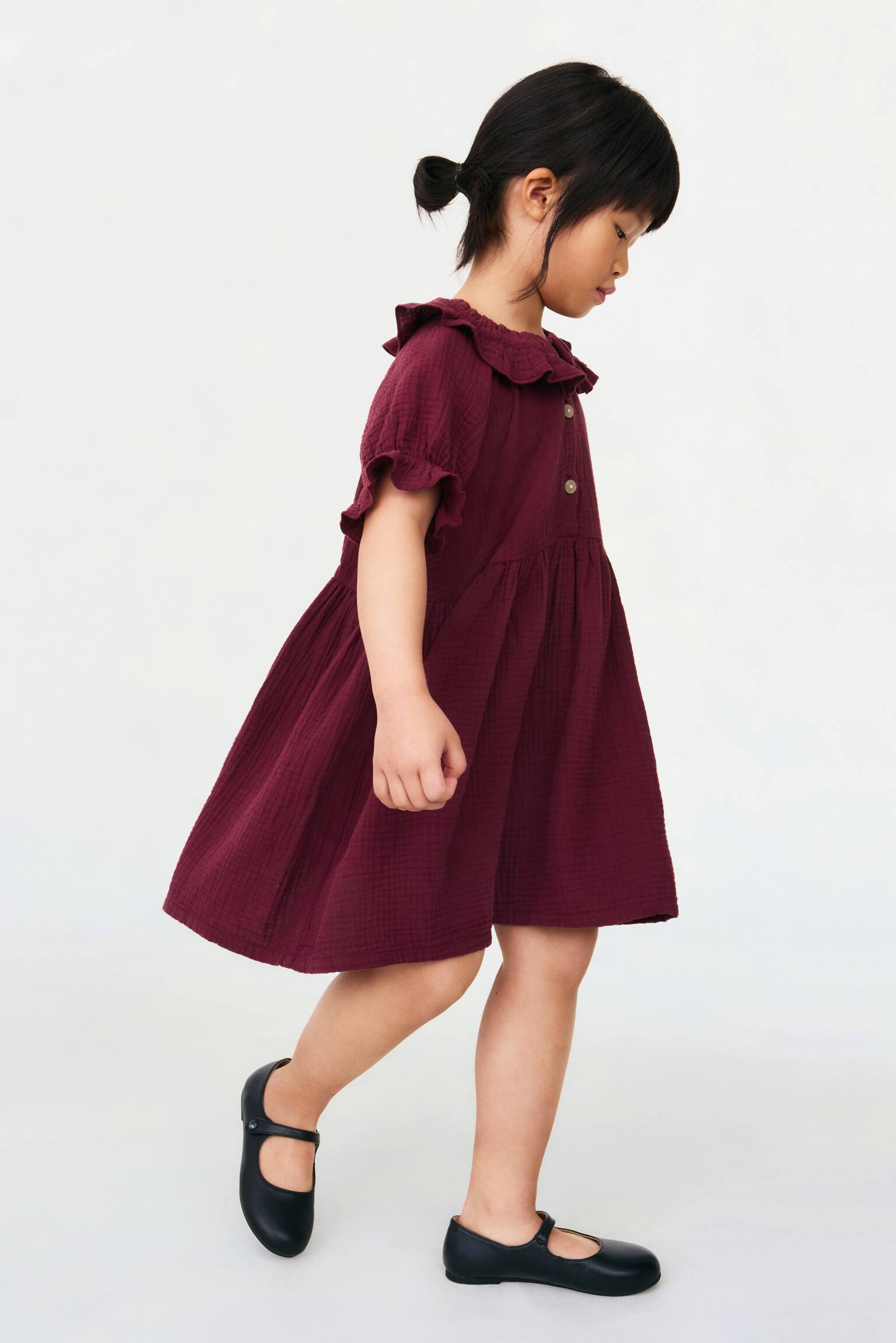 Cotton muslin dress - Plum - 2