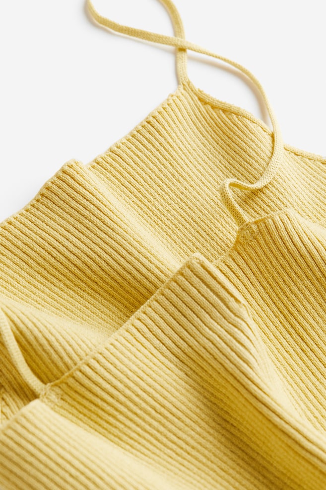 Rib-knit strappy top - Dusty yellow/Black/Cream/Silver-coloured - 7