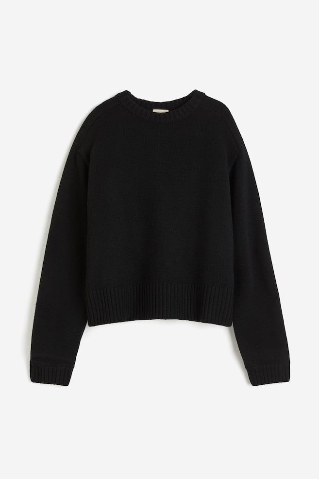 Sweter z domieszką wełny - Czarny/Beżowy - 2