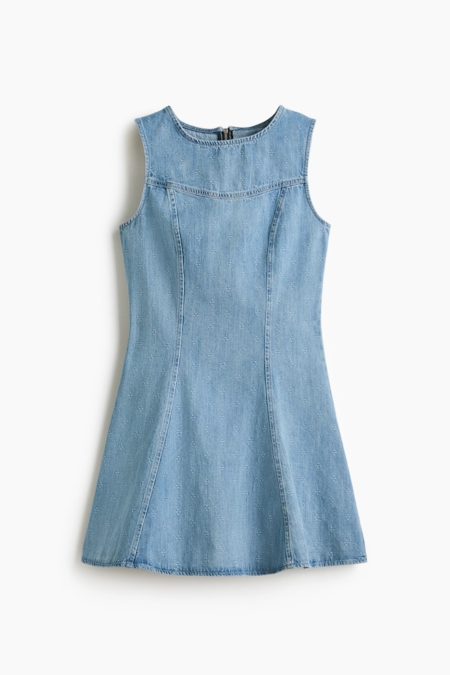 Vestido denim con falda acampanada - Azul denim - 1