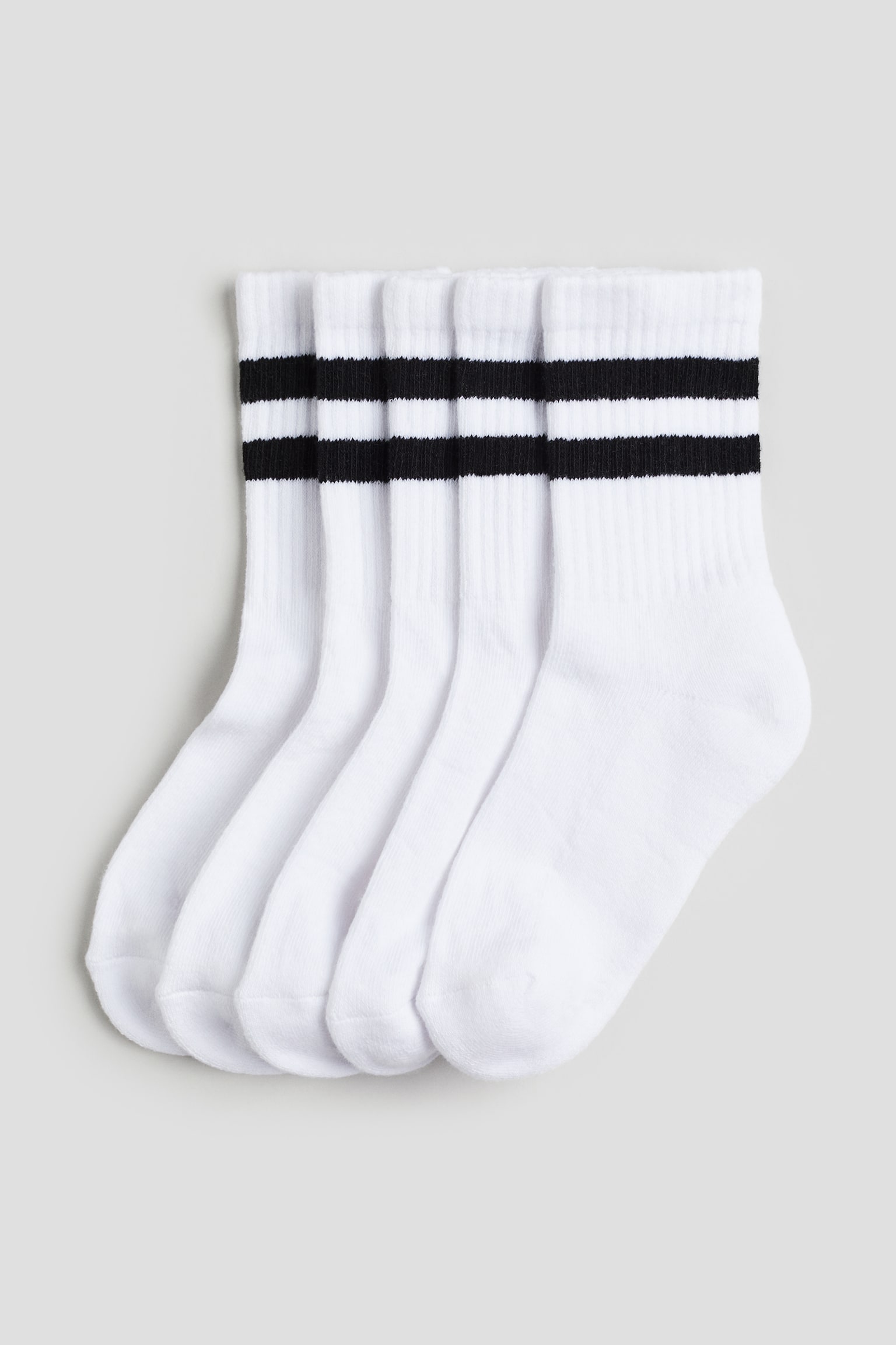 5-pack ribbed socks - White/Black/White/Beige/Black/White - 1