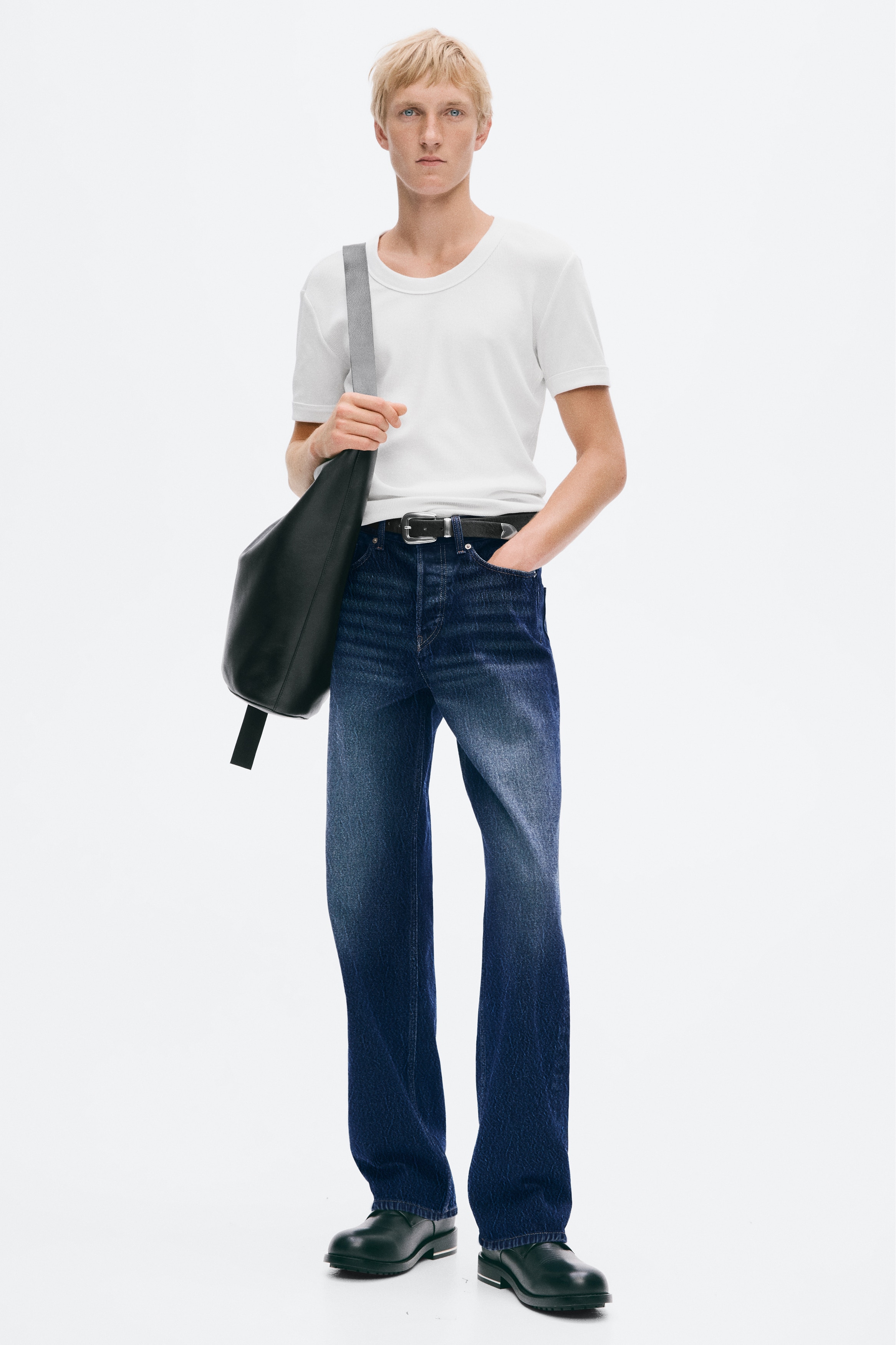 Straight Regular Jeans - Dark denim blue/Dark red/Denim white/Dark denim blue