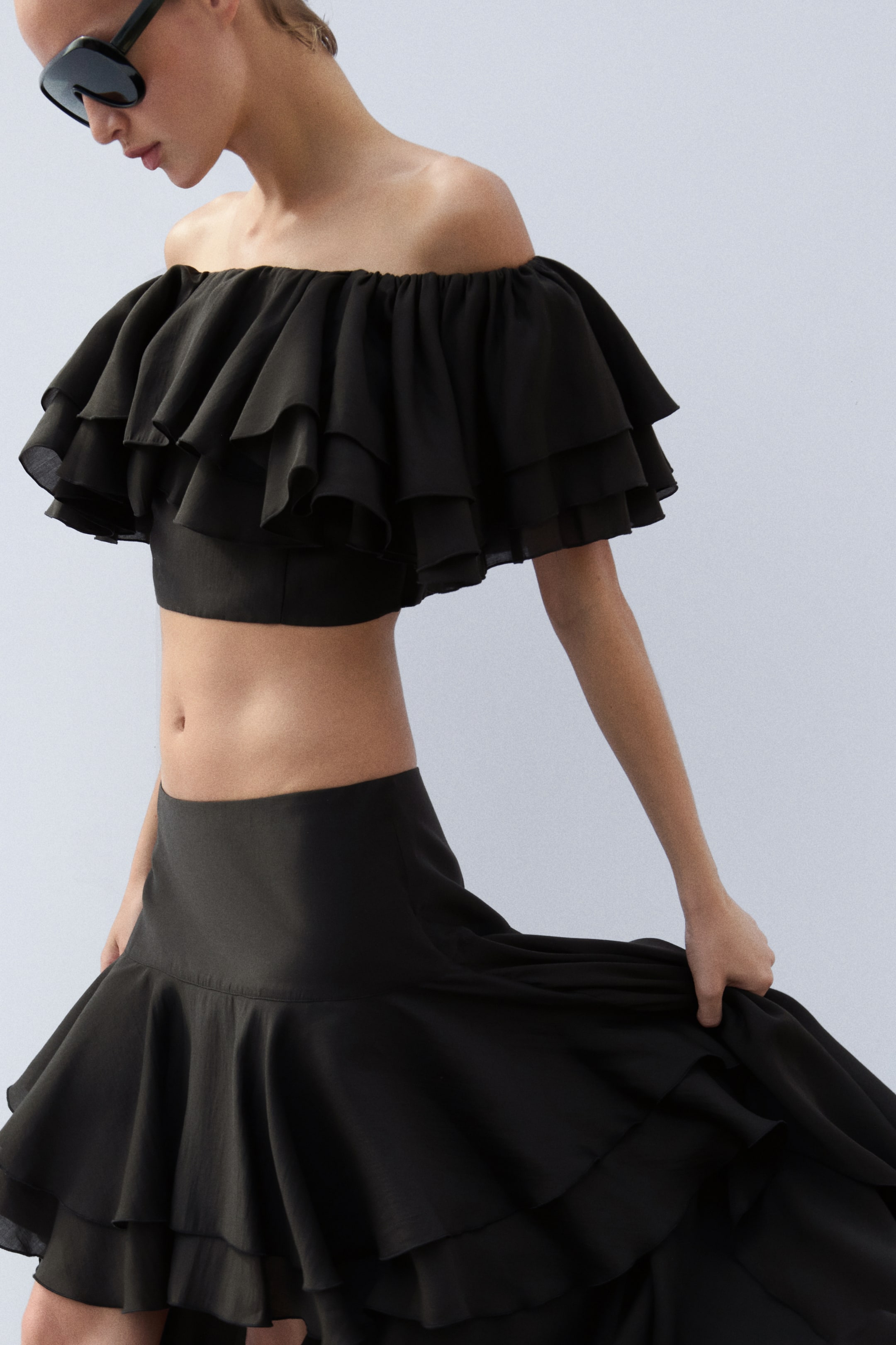 Flounced Off-the-Shoulder Top