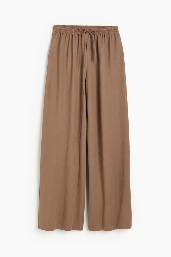 Pantalon large avec taille élastique - Marron/Noir/Noir/motif zébré - 2
