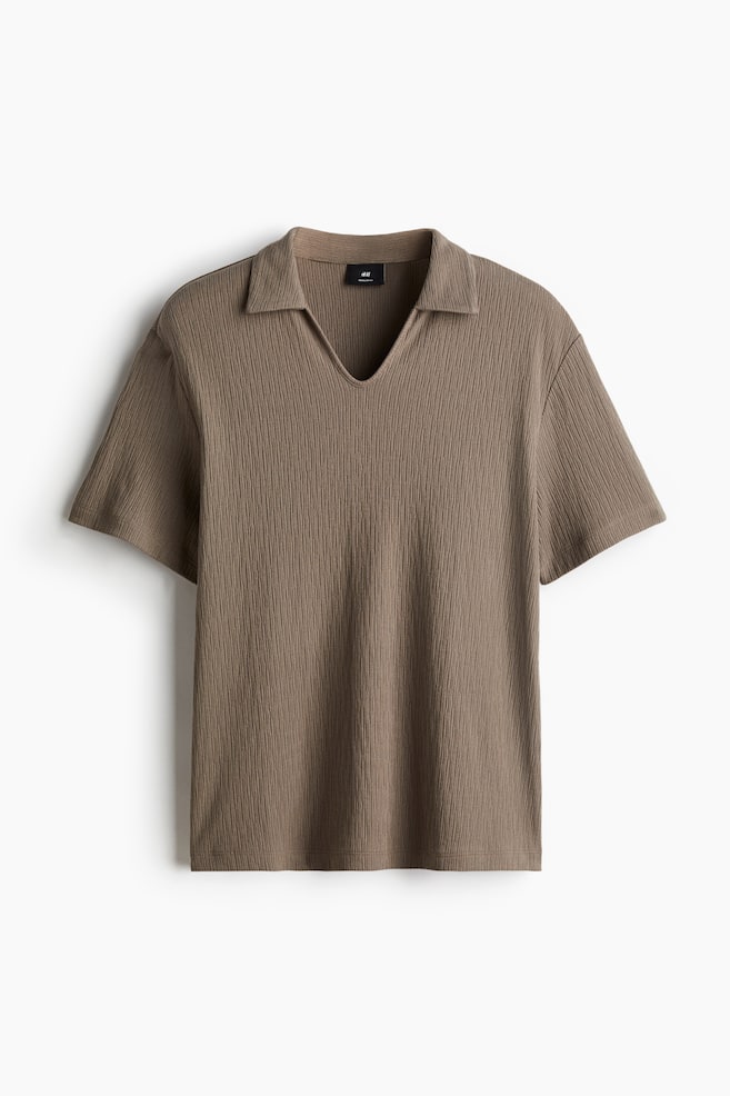 Regular-Fit T-Shirt with Collar - Dark beige/White - 1