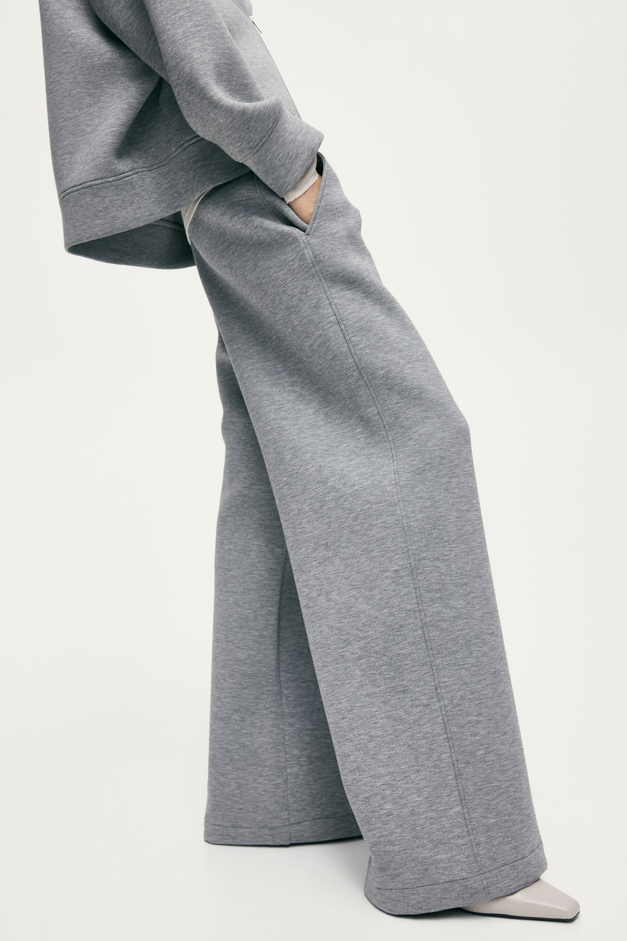 View larger image: Wide scuba trousers - Grey marl - Ladies | H&M MY 4