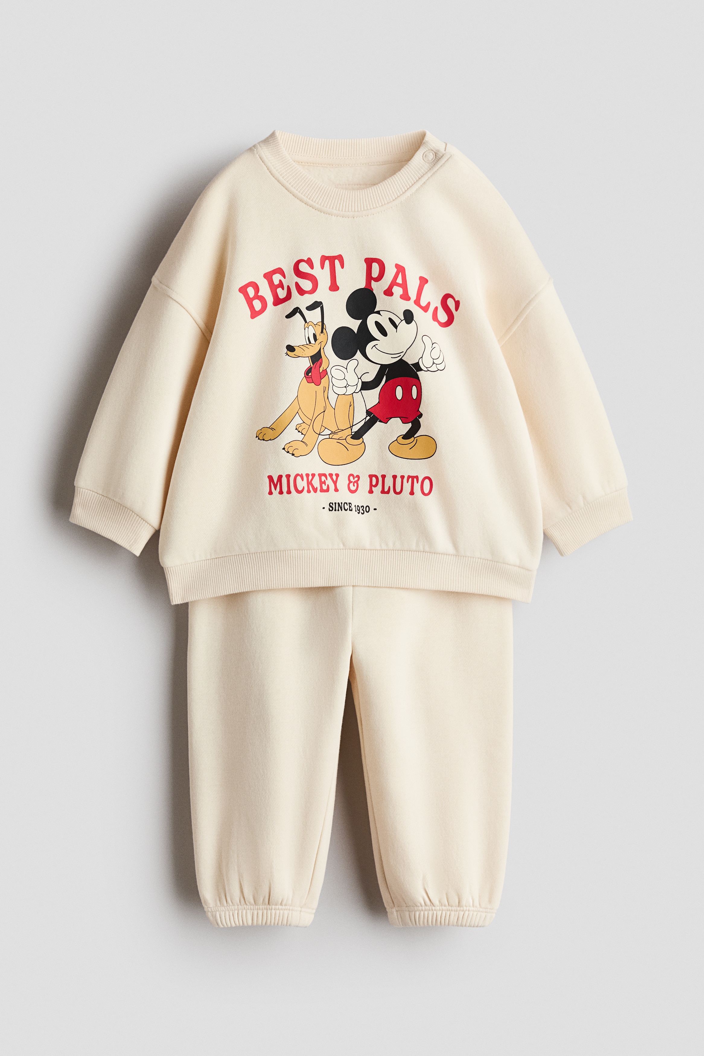 2-delige set van joggingstof met print - Lichtbeige/Lichtgrijs/Mickey Mouse/Donkergrijs/The Lion King/Roomwit/The Lion King/Dusty blauw/Mickey Mouse/Dusty donkerblauw/Mickey Mouse