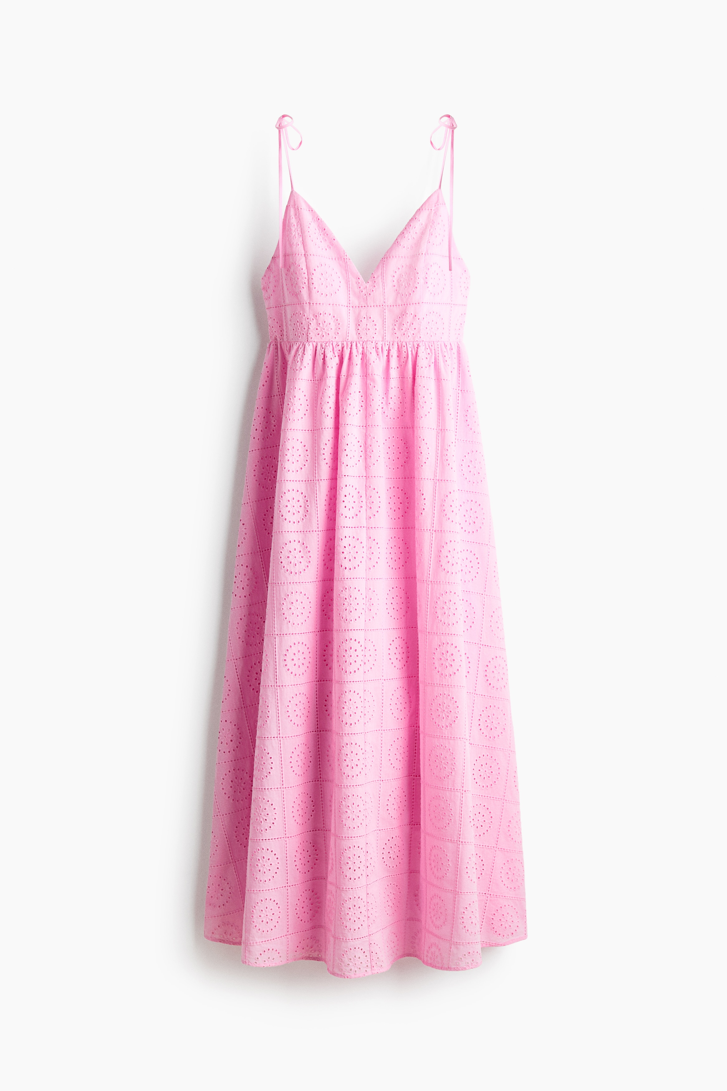 Kleid mit Broderie Anglaise und Bindeträgern - Hellrosa/Blau/Grün/Gelb