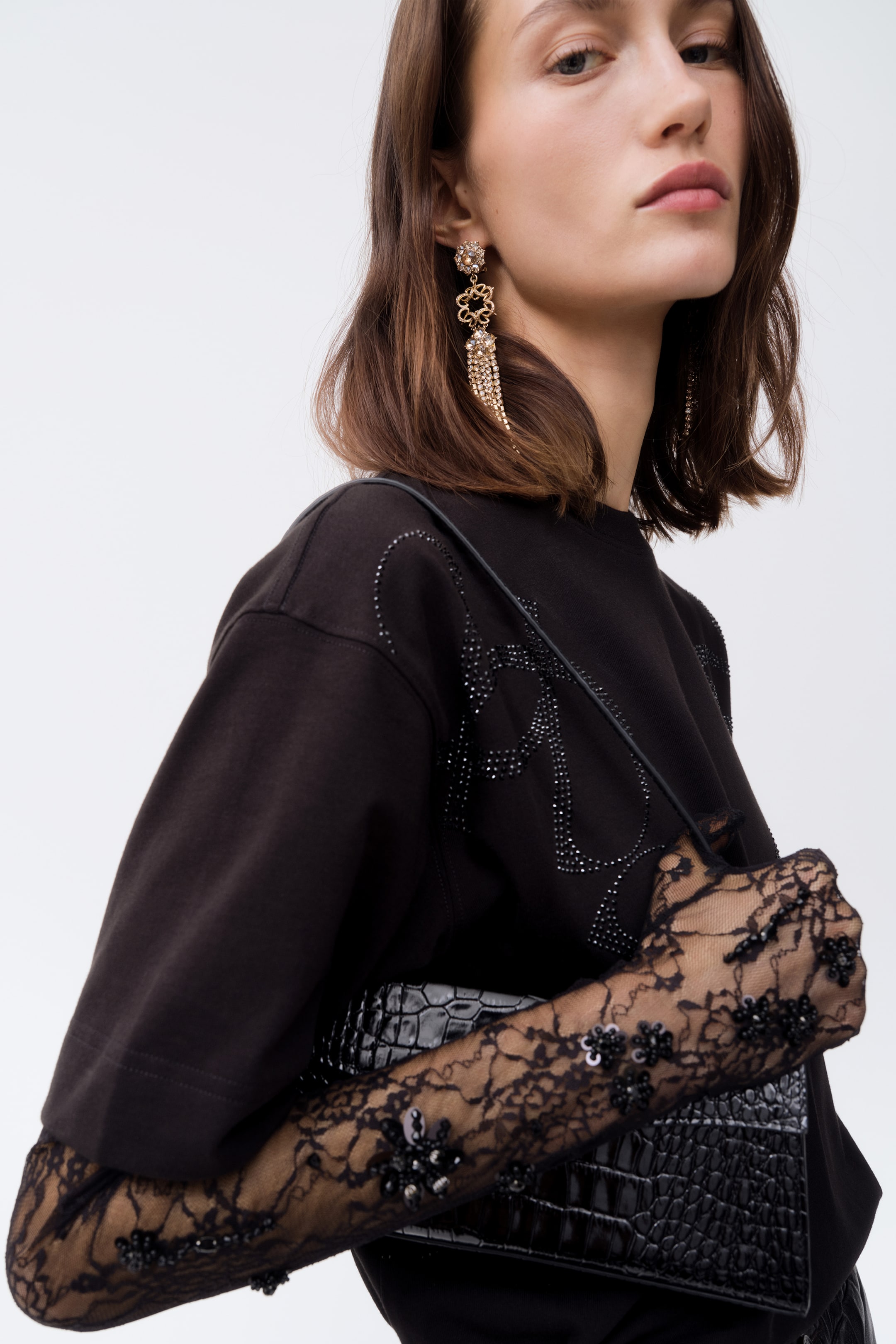 View larger image: Embellished T-shirt - Black - Ladies | H&M 1