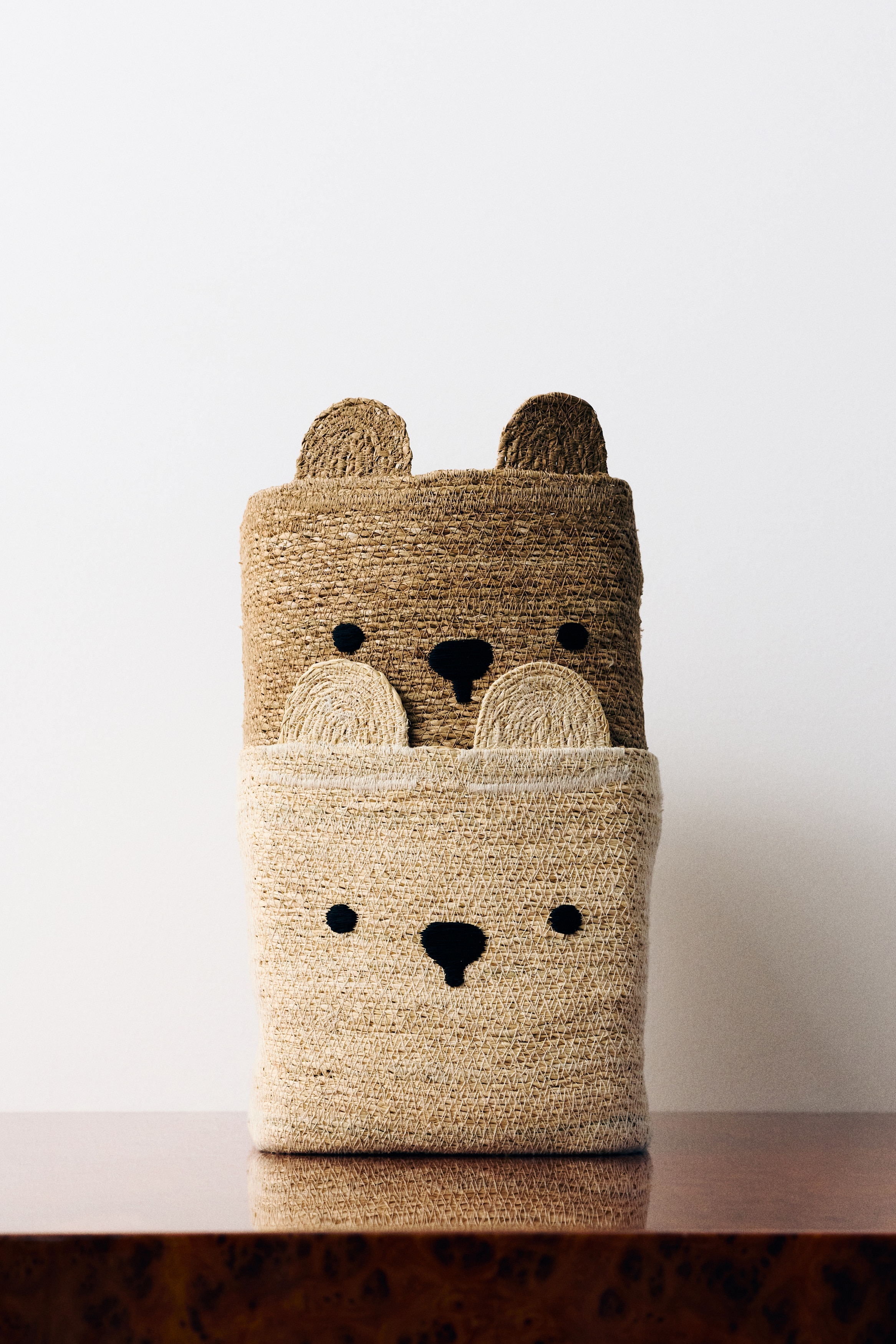 Bear Storage Basket - Light beige/bear/Dark beige/bear