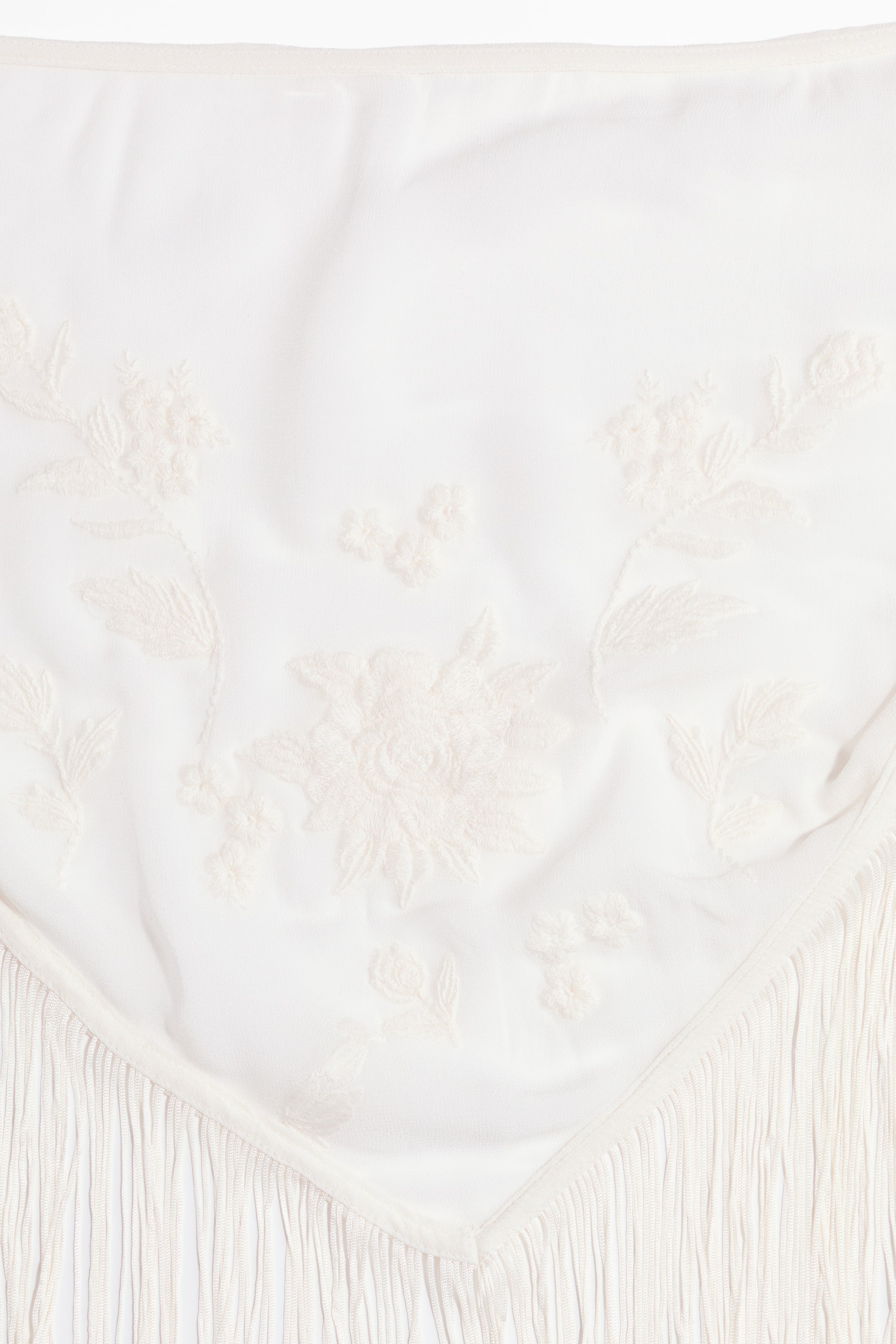 Hip Scarf with Embroidery and Fringe
