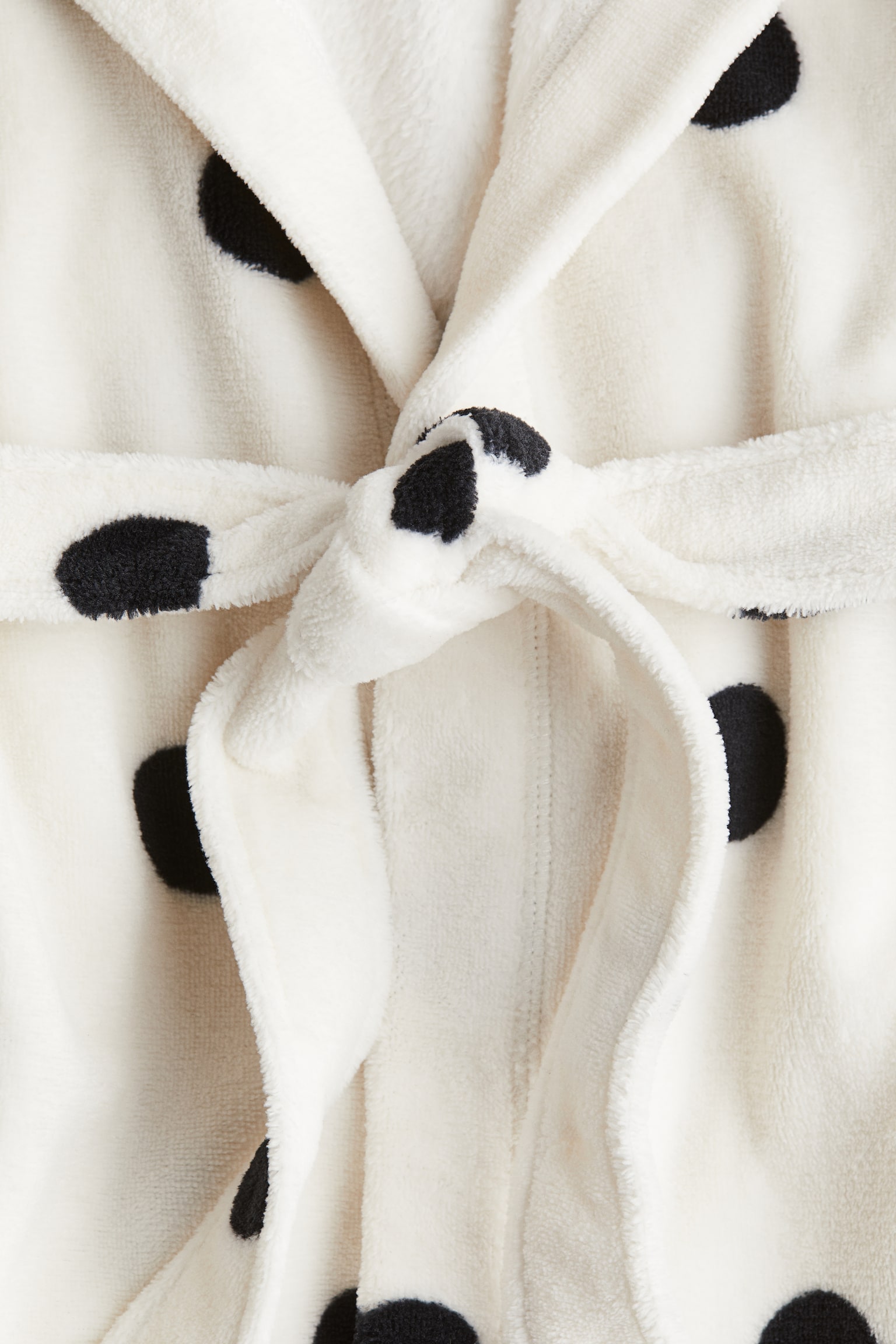 Fleece dressing gown - White/Spotted - 2