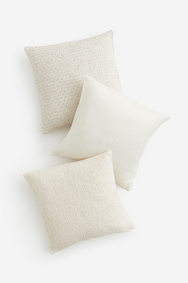 3-pack structure-weave cushion covers - Light beige - 1
