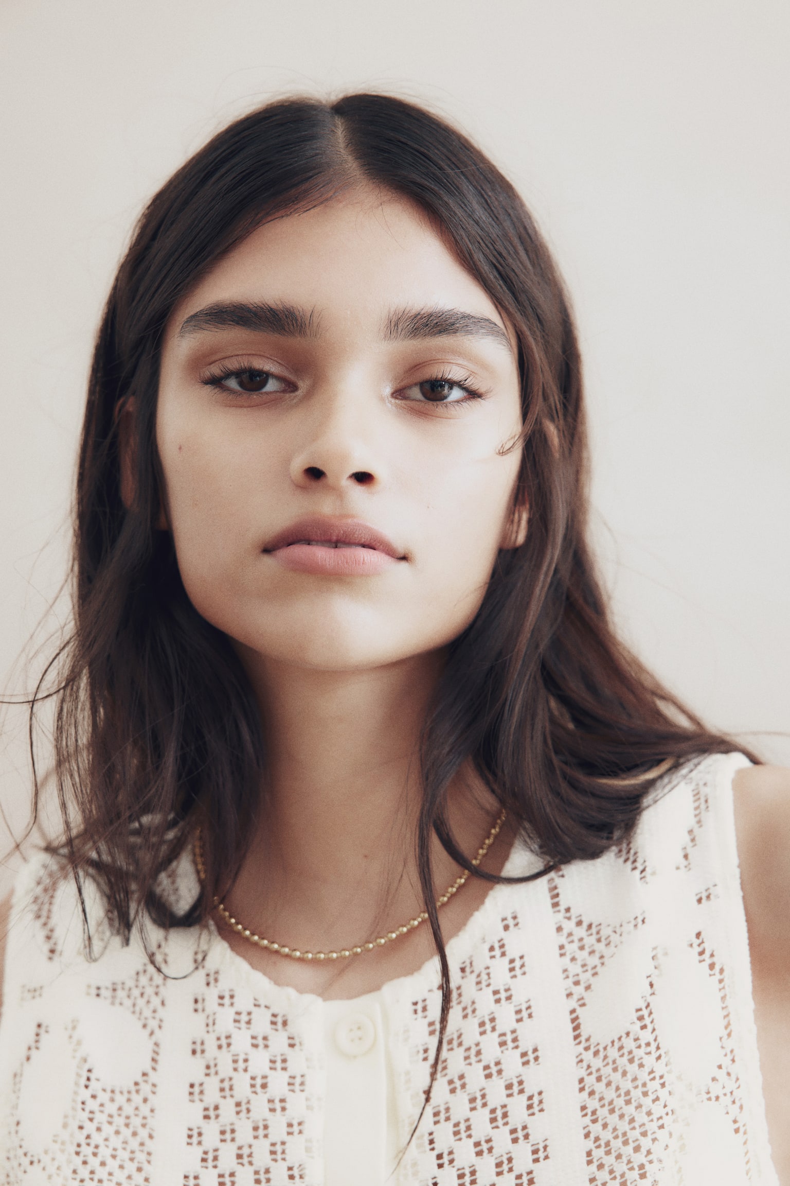 Crochet-look top - Light beige - 6