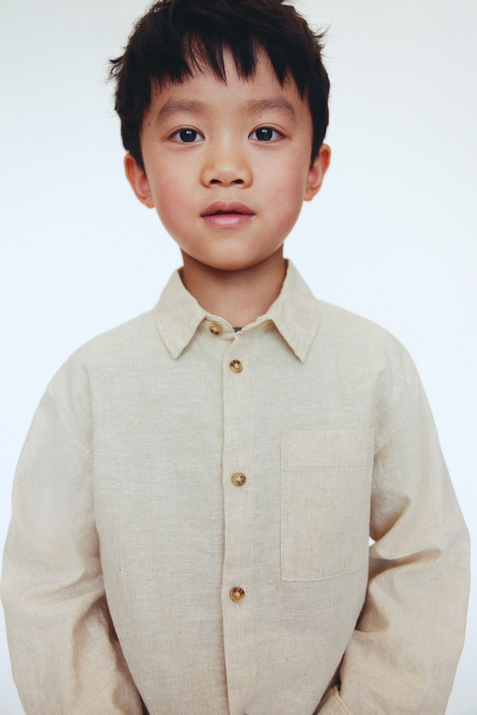 Сорочка на основі льону - Світло-бежевий/Білий/Світло-блакитний/смужки/Світло-зелений меланж - 3