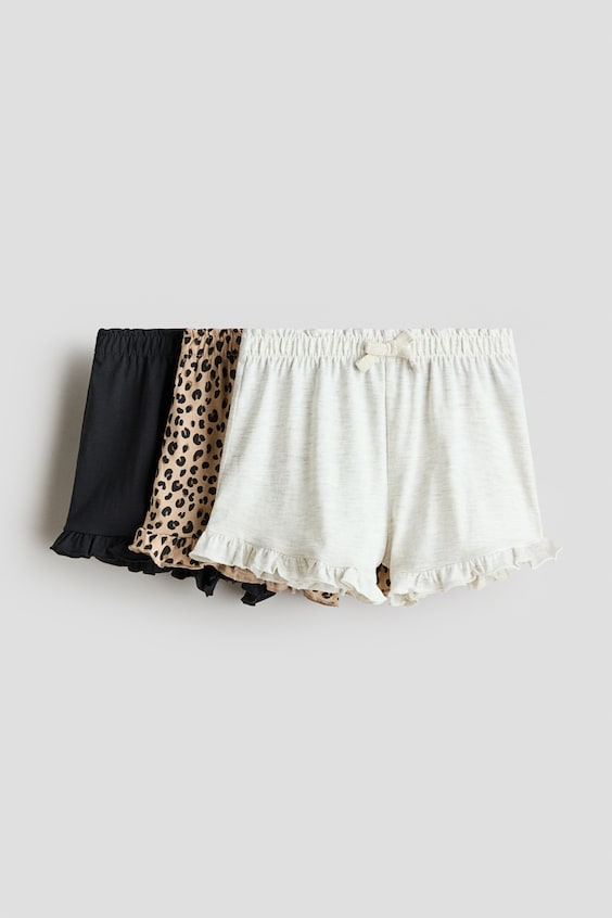Детские шорты H&M 3-Pack Ruffle-Trimmed Cotton Shorts