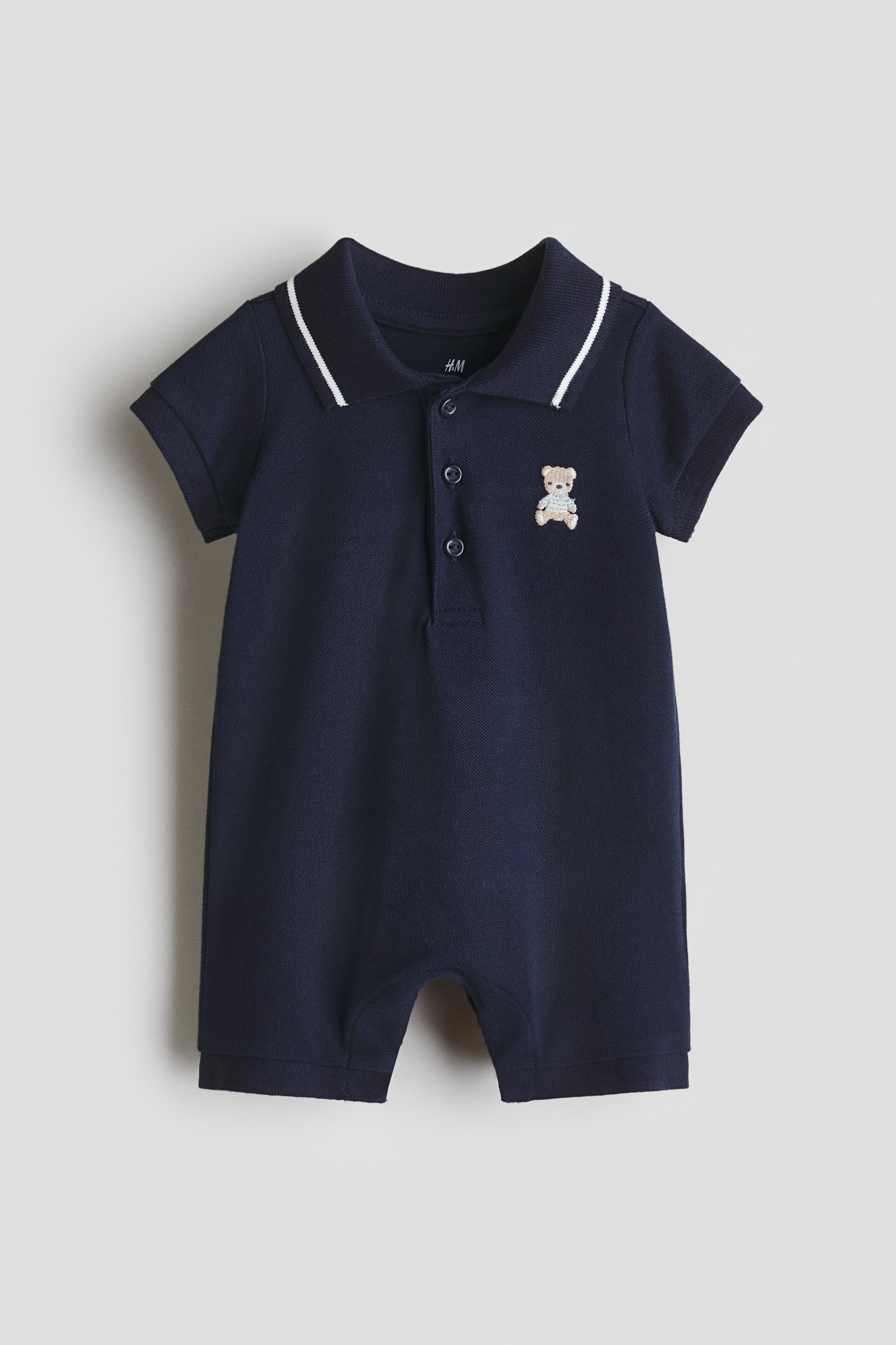 查看大圖: 刺繡網眼連身褲裝 - 海軍藍/泰迪熊 - Kids | H&M 1