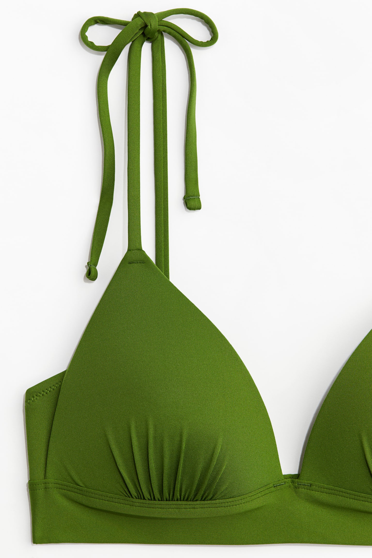 Top de bikini triangular push-up - Verde/Blanco - 3