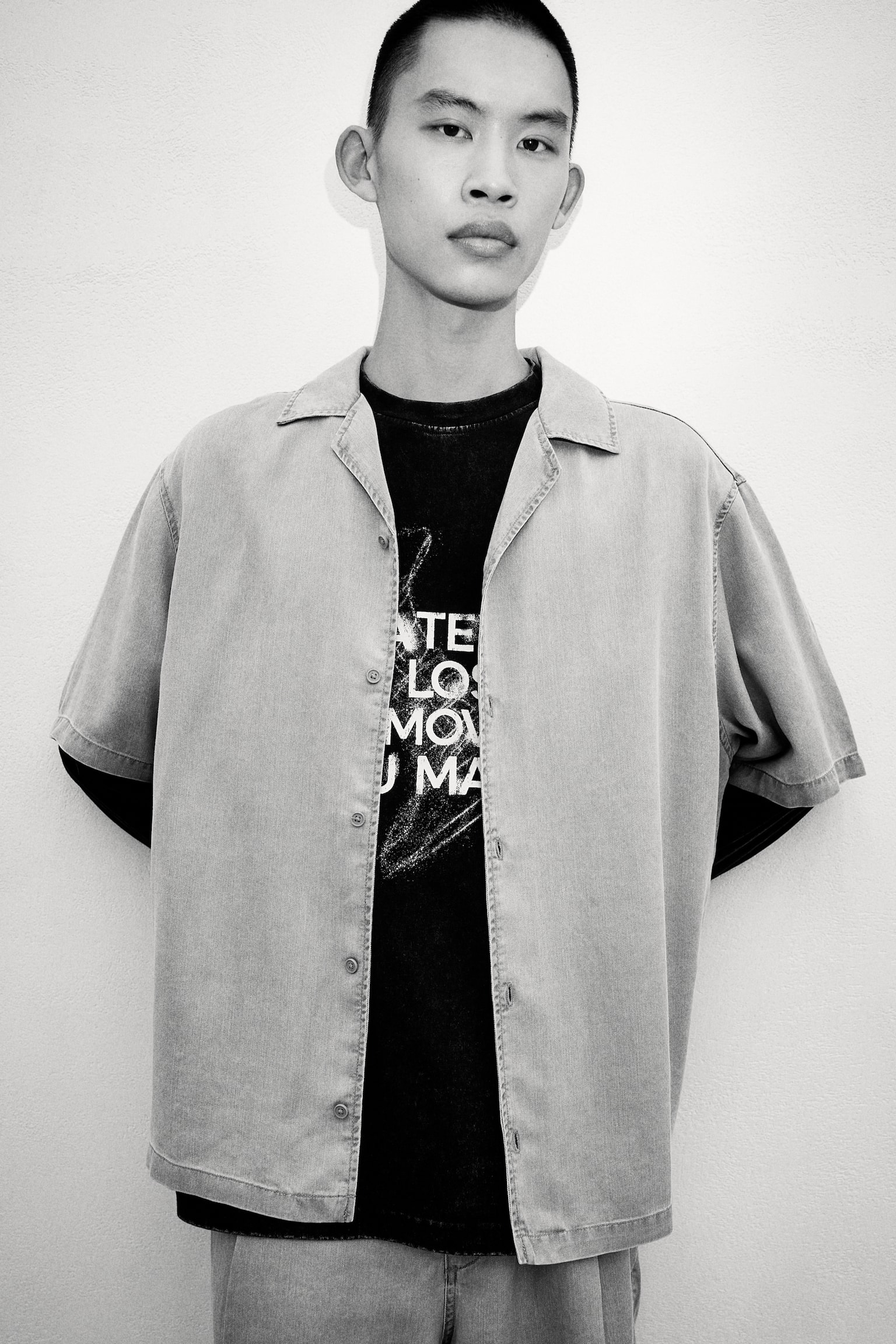 Loose Fit Resort shirt - Light denim blue/Denim grey/Dark pink - 6