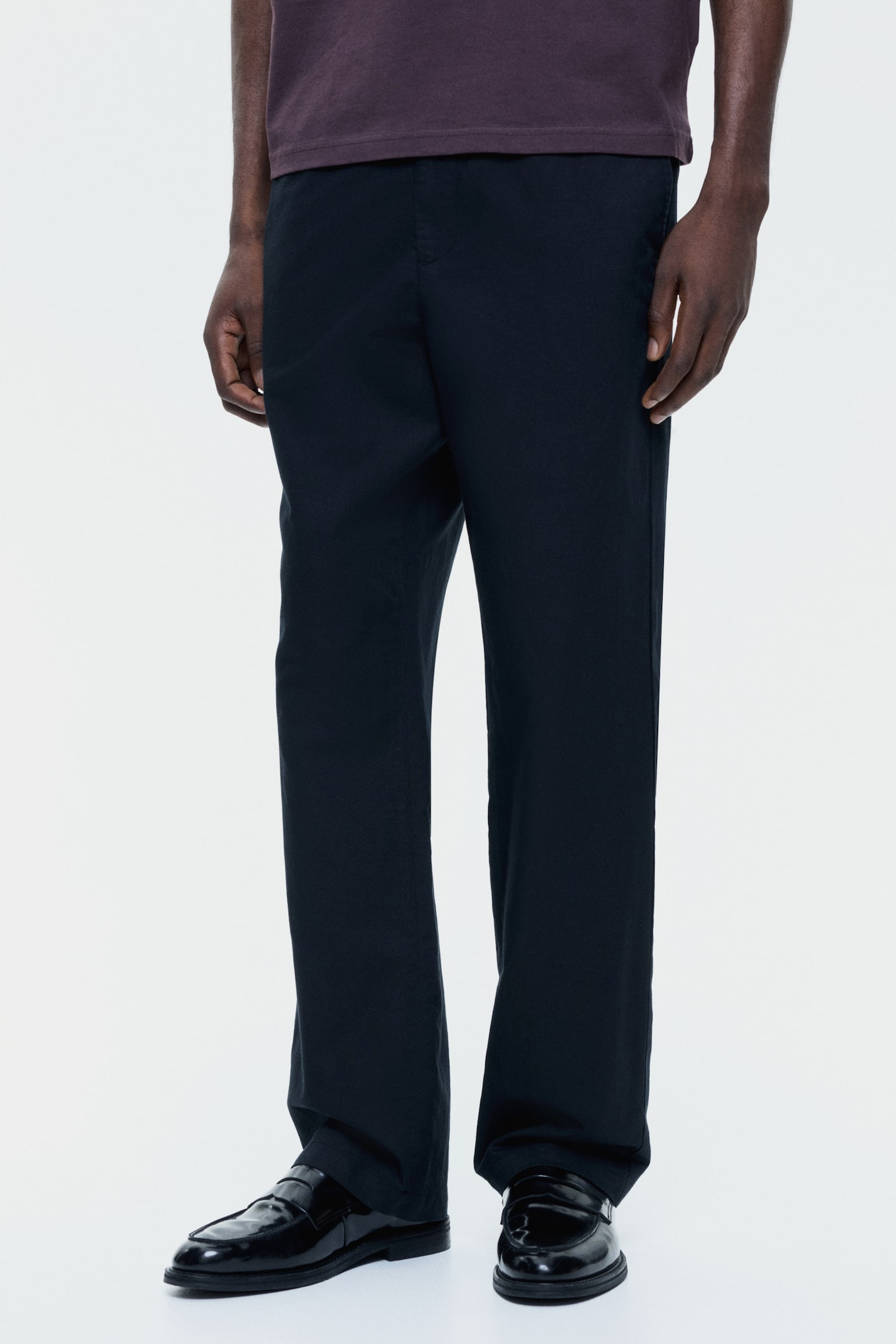 Regular Fit Linen-blend trousers - Black/White/Dark brown/Light beige - 3