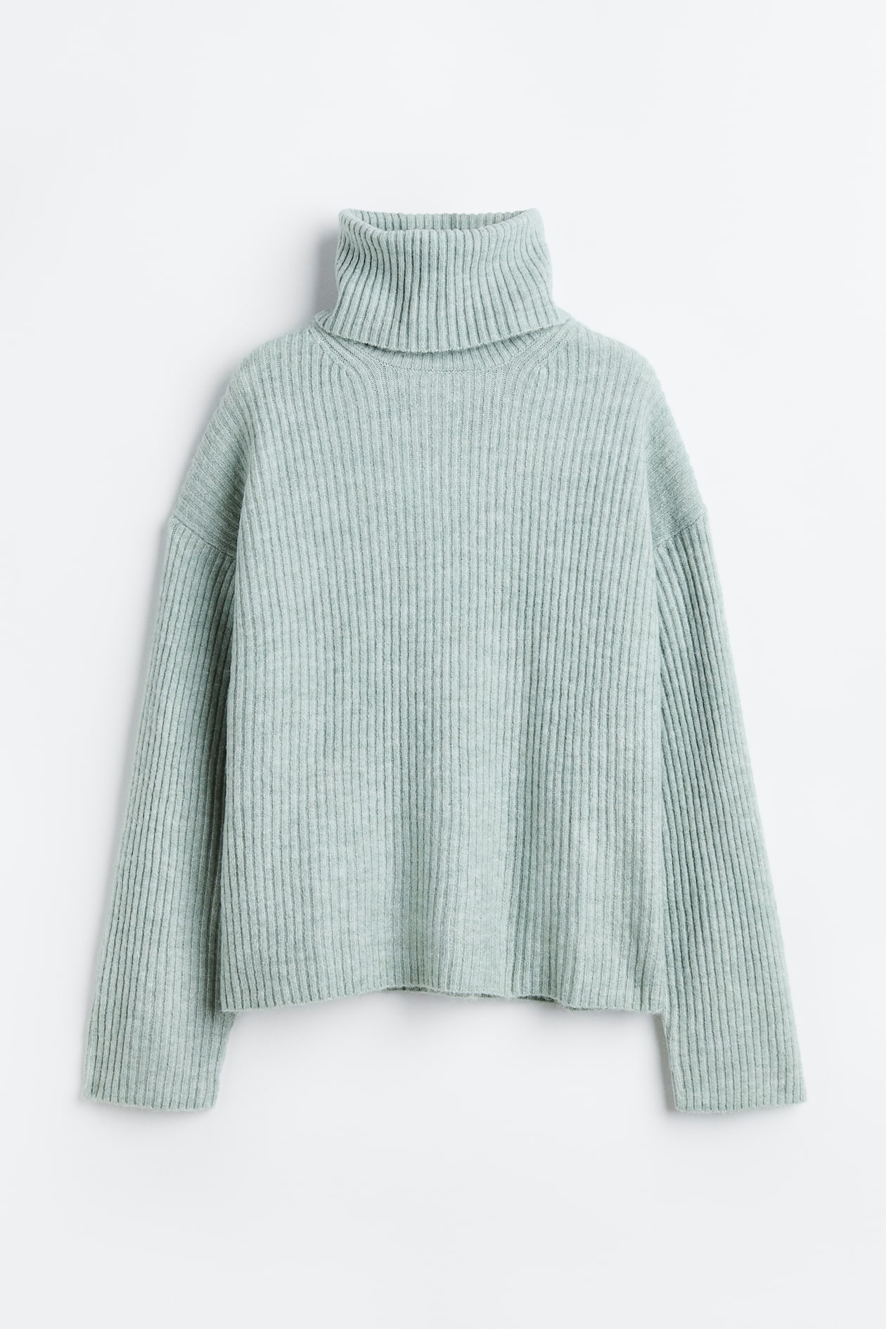 Oversized Turtleneck Sweater - Turtleneck - Long sleeve - Light green ...