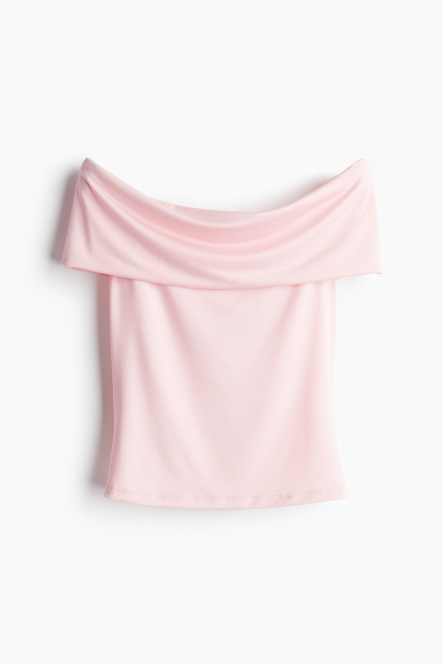 Off The Shoulder Jersey Top - Light pink/White/Black - 2