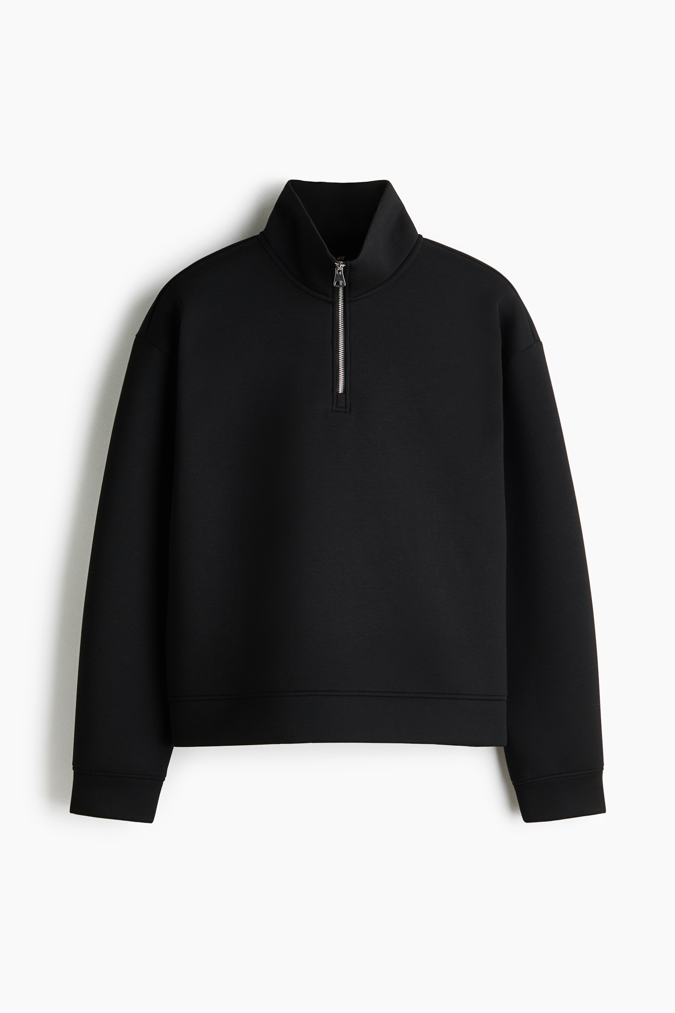 Sweatshirt i scuba med dragkedja Loose Fit - Svart/Vinröd