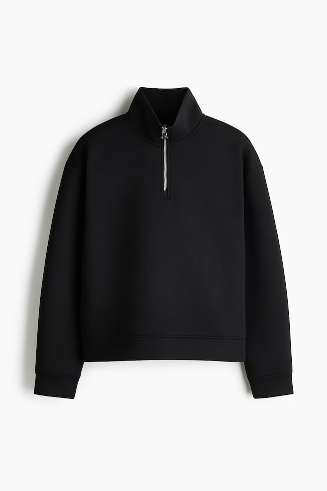 Felpa tipo neoprene con mezza cerniera Loose Fit - Nero - 1