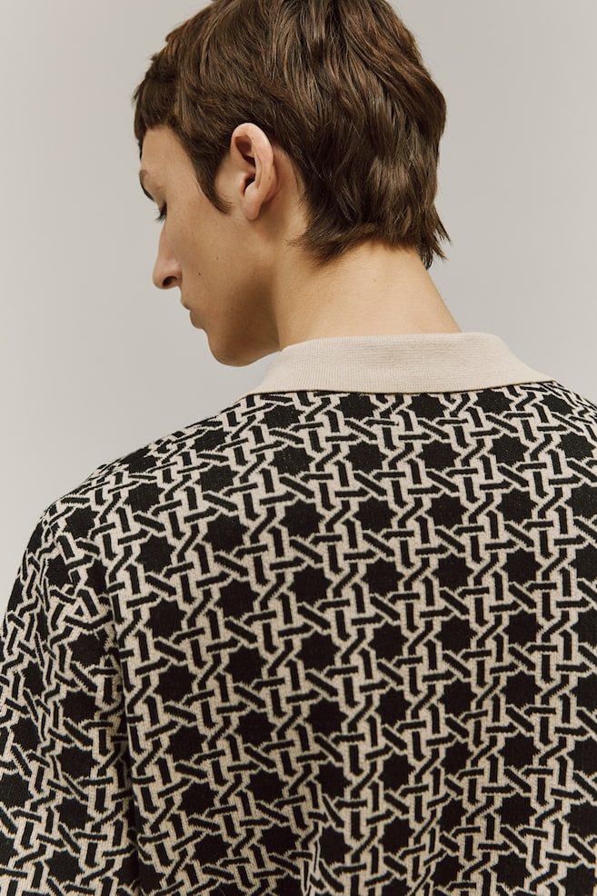 Regular Fit Jacquard-knit polo shirt - Beige/Patterned - 5